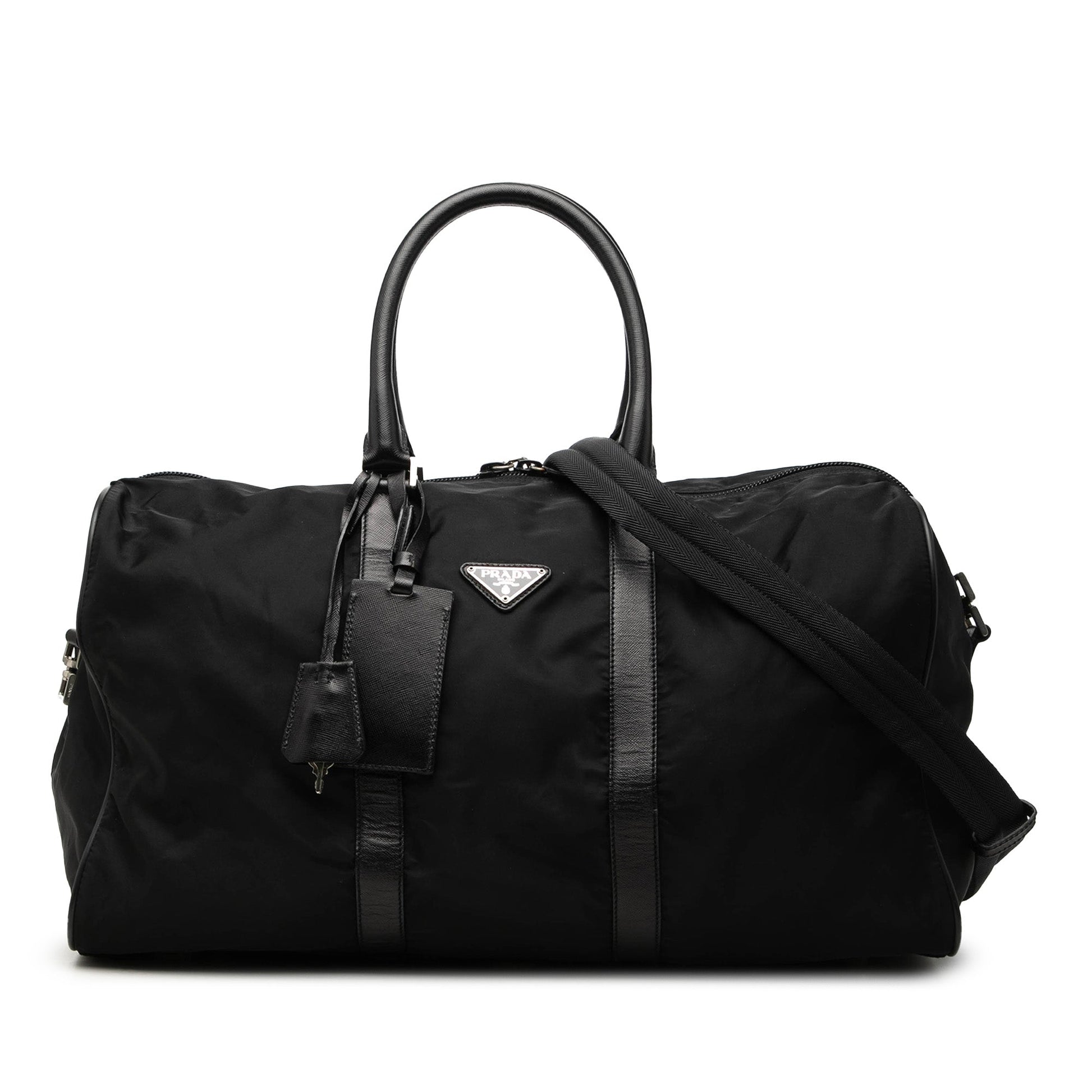 Prada Saffiano Trimmed Tessuto Travel Bag