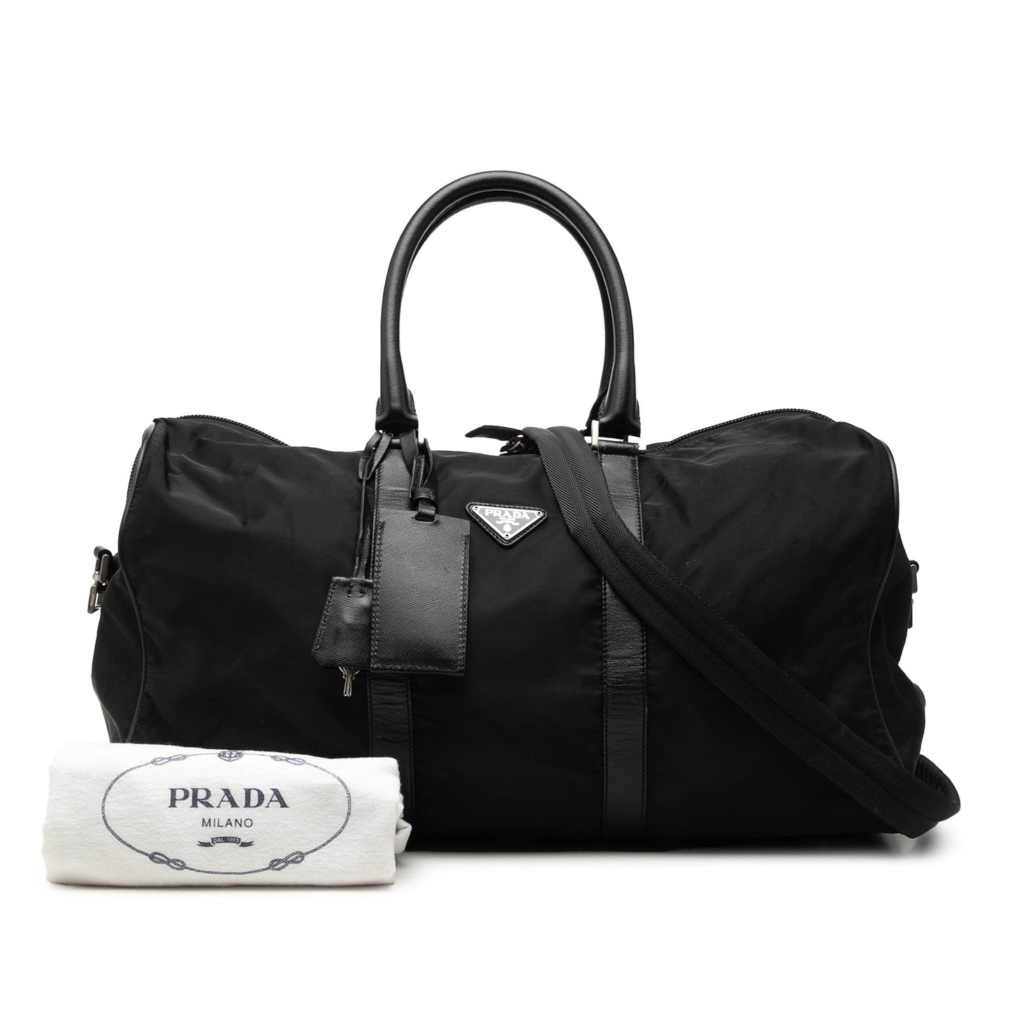 Prada Saffiano Trimmed Tessuto Travel Bag