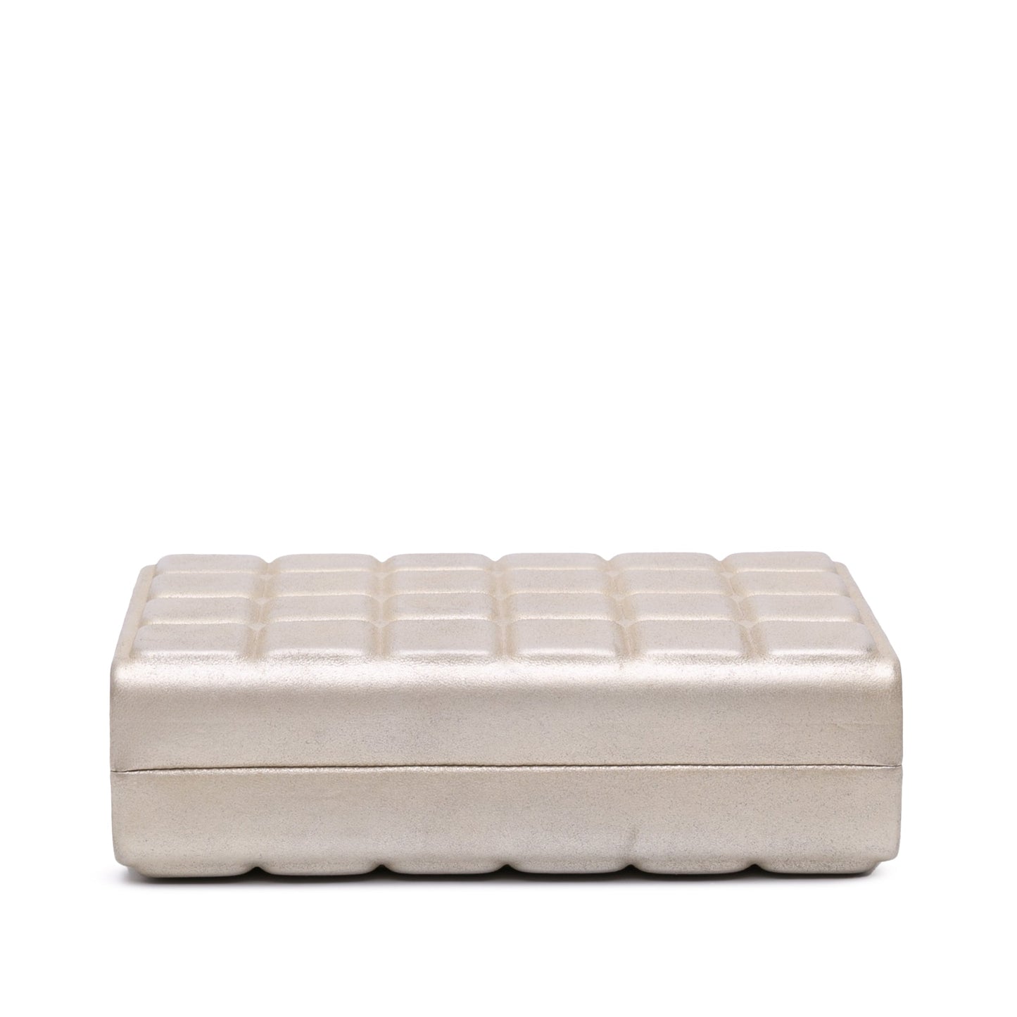 Chanel Chocolate Bar Metallic Lambskin Frame Clutch with Chain