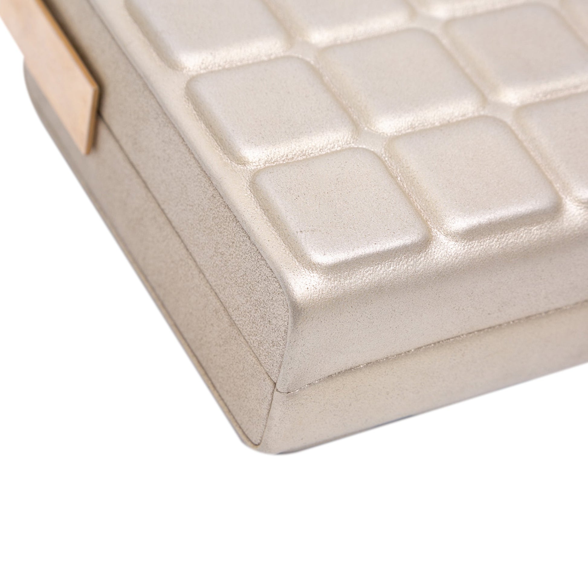 Chanel Chocolate Bar Metallic Lambskin Frame Clutch with Chain