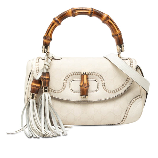 Gucci Medium GG Canvas New Bamboo Satchel