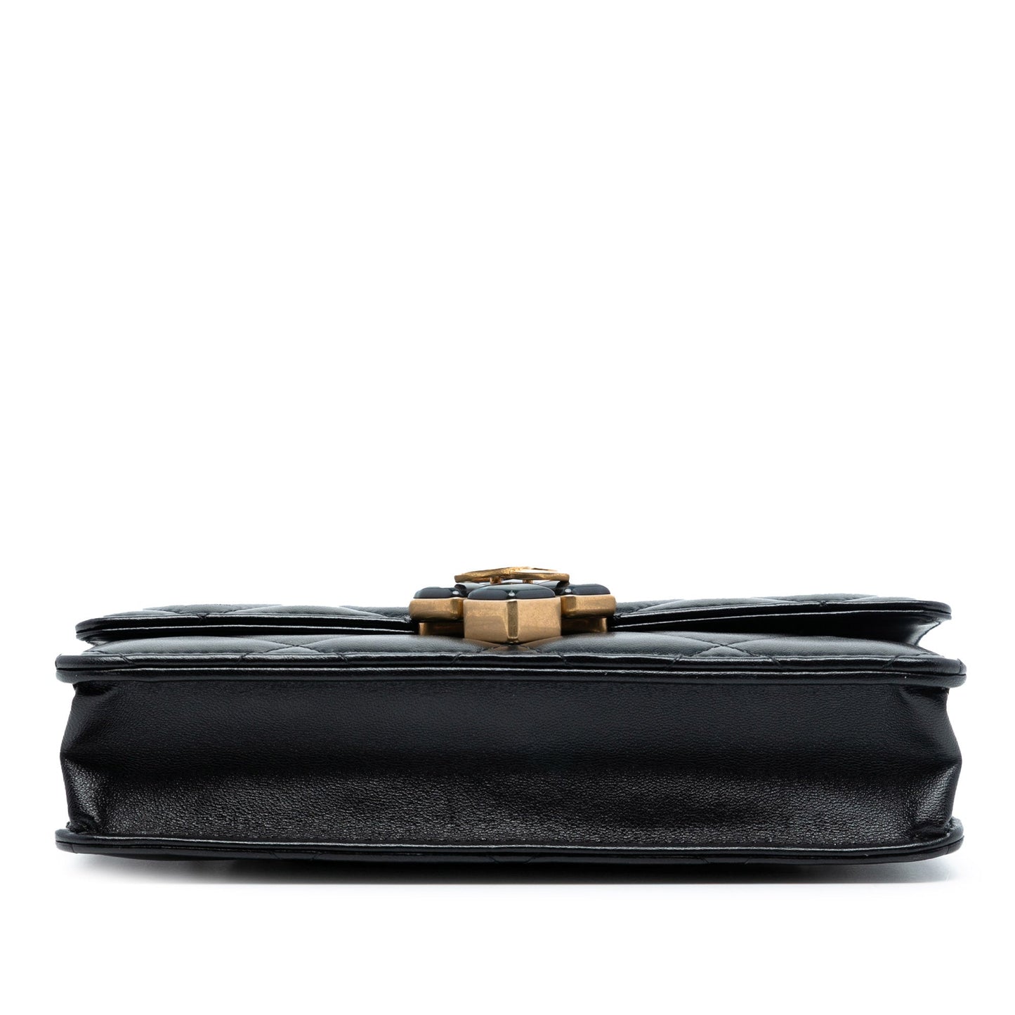 Chanel CC Quilted Lambskin Diamond Lock Wallet on Chain