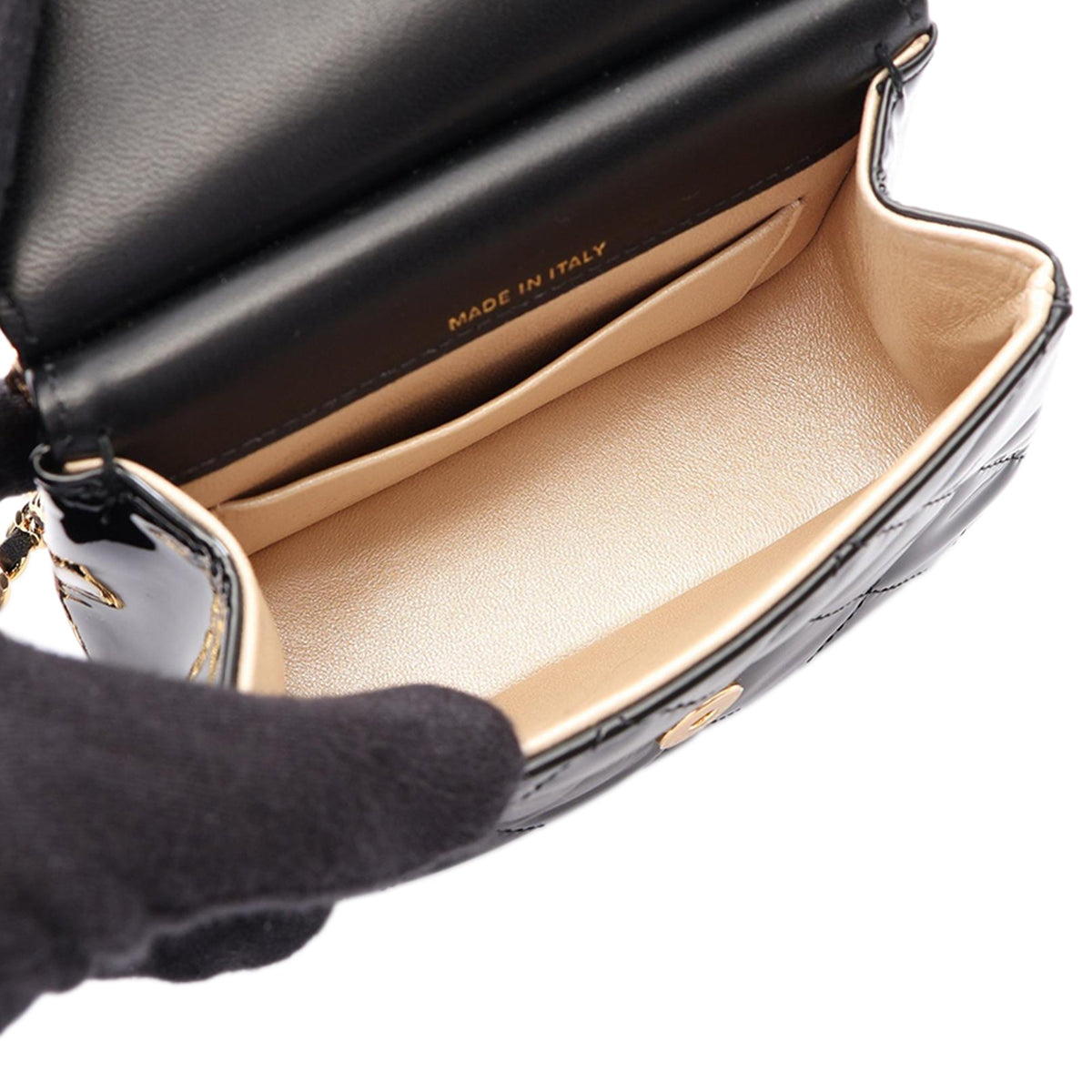 Chanel CC Quilted Patent Frame Flap Clutch with Chain