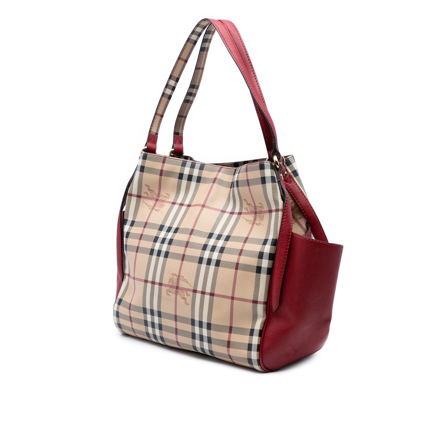 Burberry Small Leather Trimmed Haymarket Check Coated Canvas Canterbury Tote
