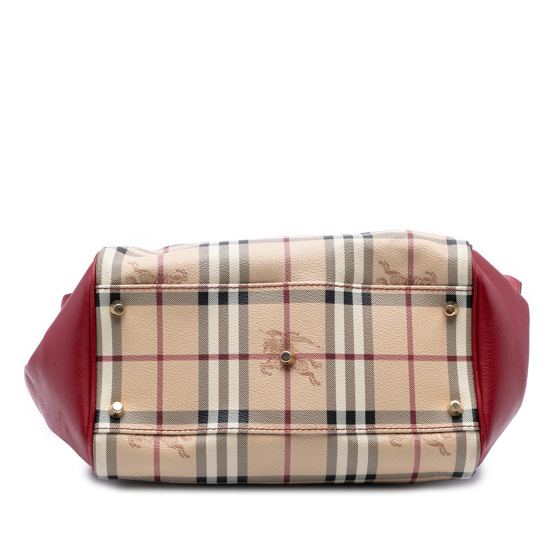 Burberry Small Leather Trimmed Haymarket Check Coated Canvas Canterbury Tote