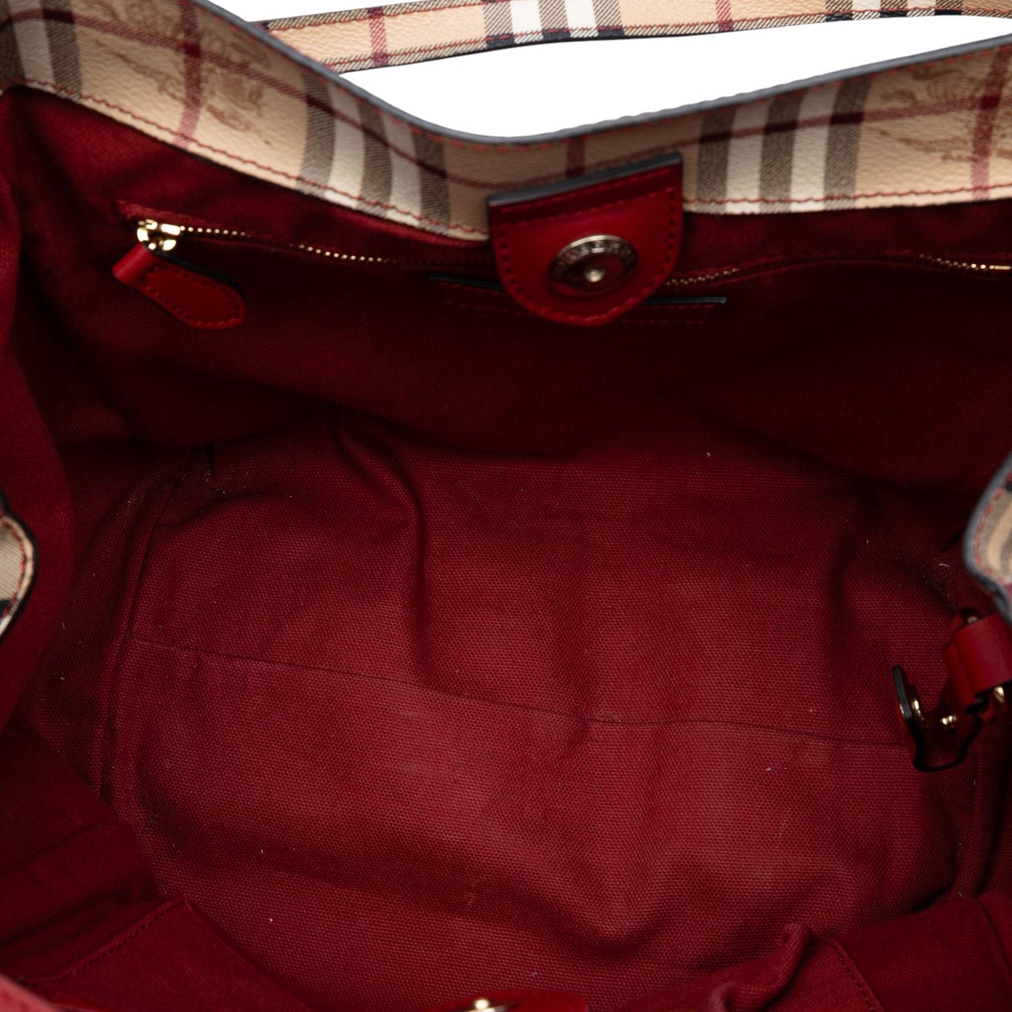 Burberry Small Leather Trimmed Haymarket Check Coated Canvas Canterbury Tote