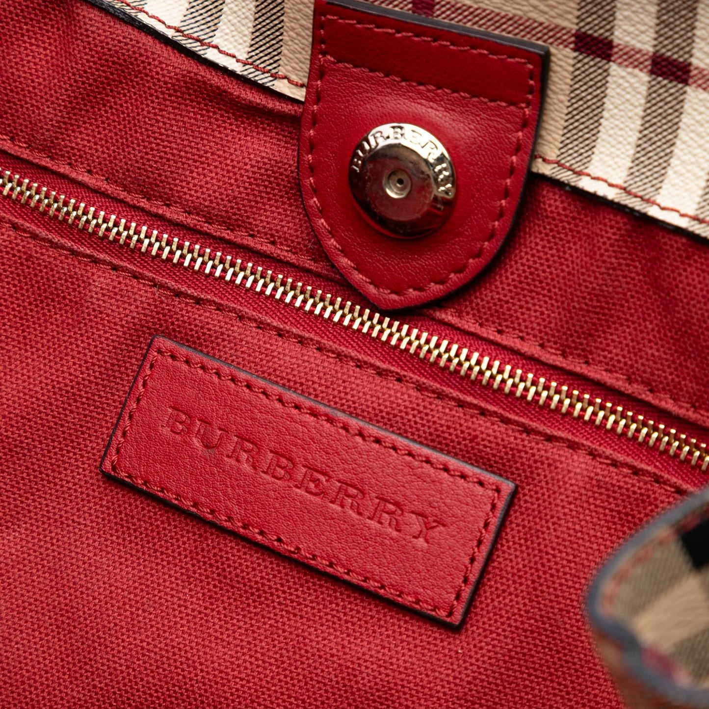 Burberry Small Leather Trimmed Haymarket Check Coated Canvas Canterbury Tote