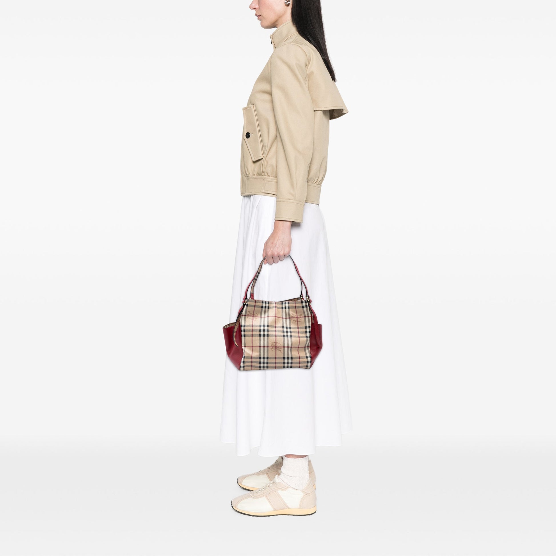 Burberry Small Leather Trimmed Haymarket Check Coated Canvas Canterbury Tote