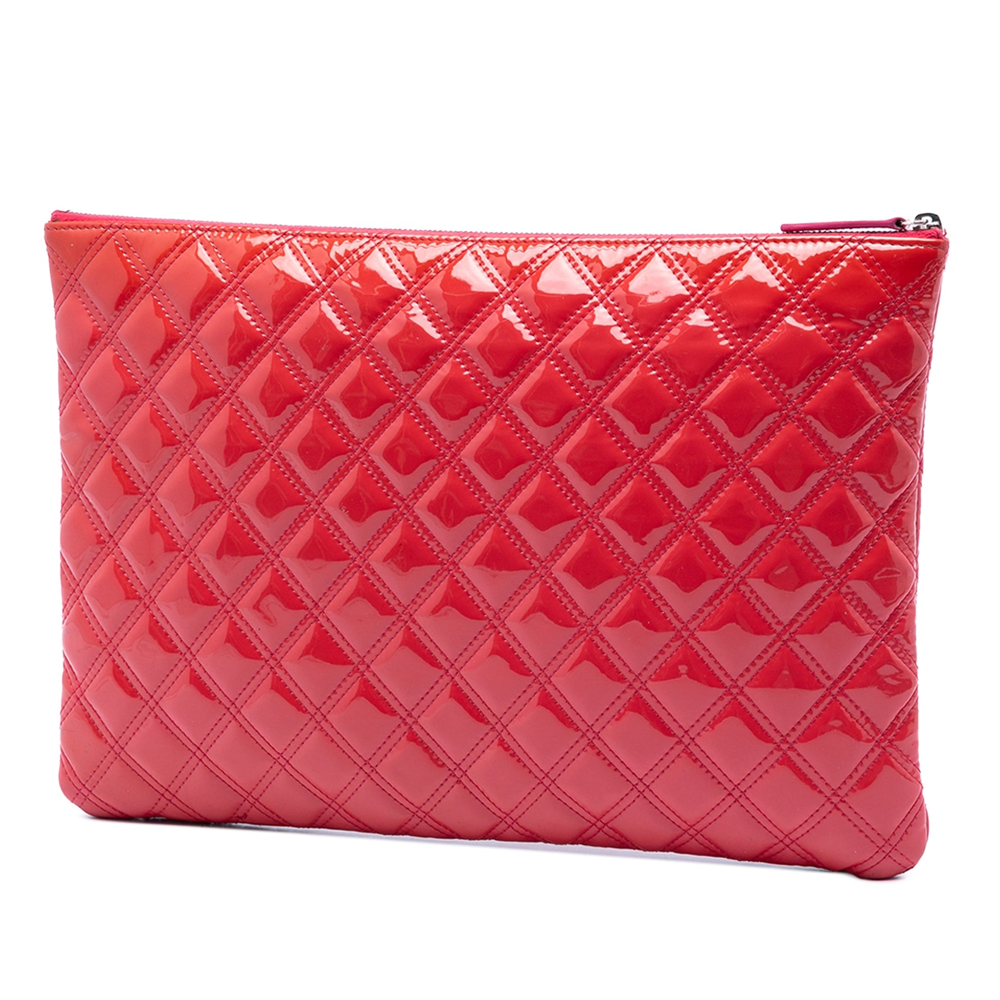 Chanel Large Quilted Patent O Case Clutch