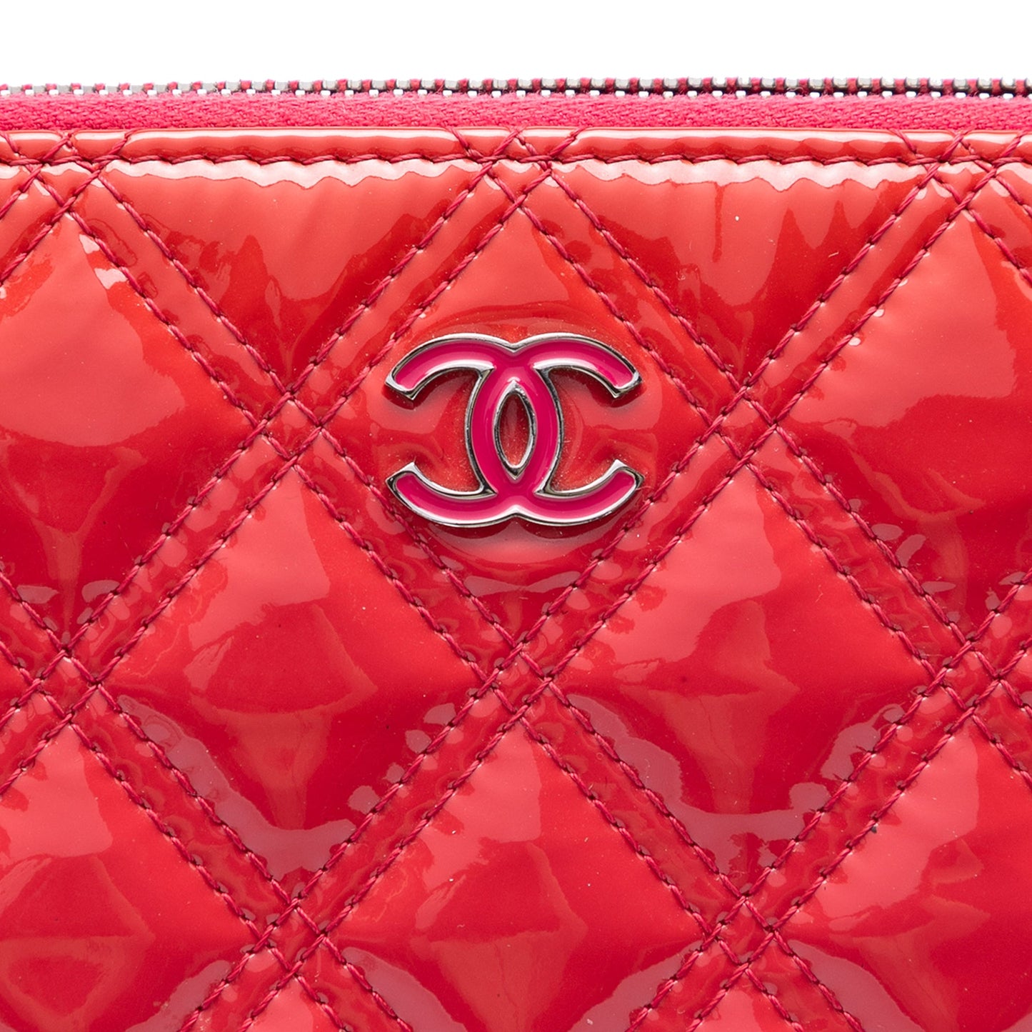 Chanel Large Quilted Patent O Case Clutch