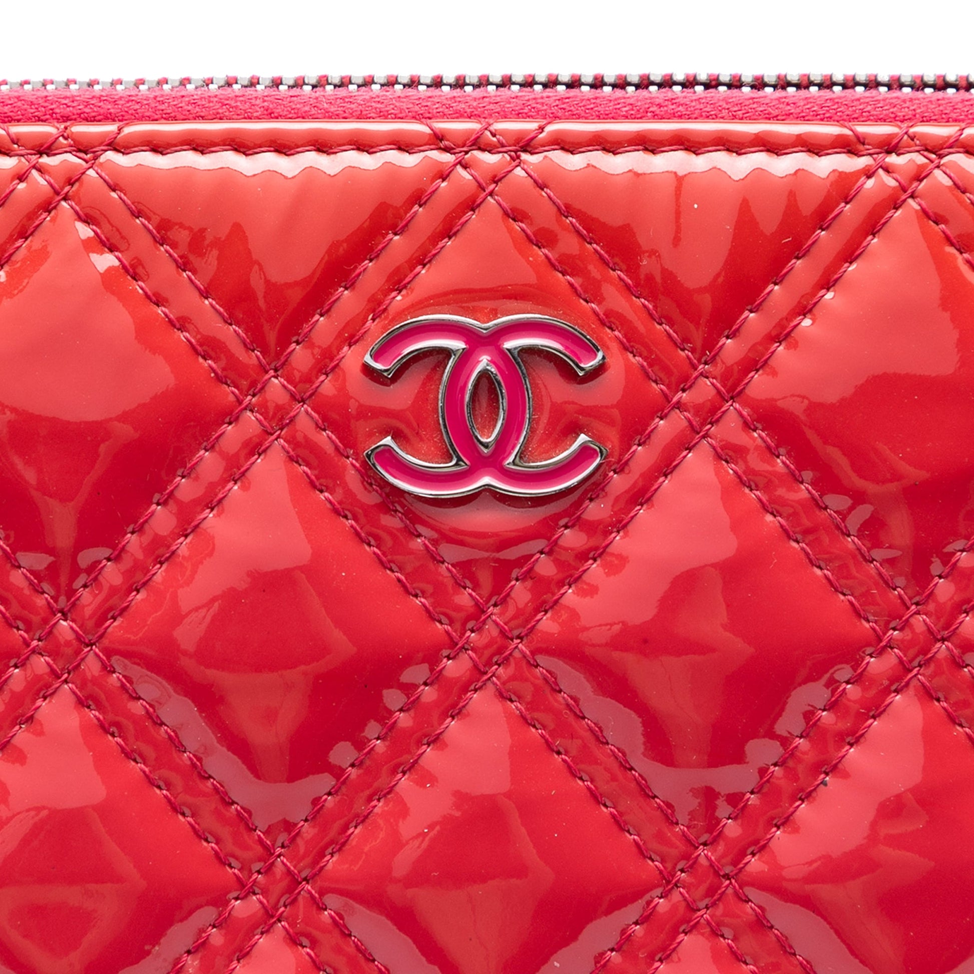 Chanel Large Quilted Patent O Case Clutch