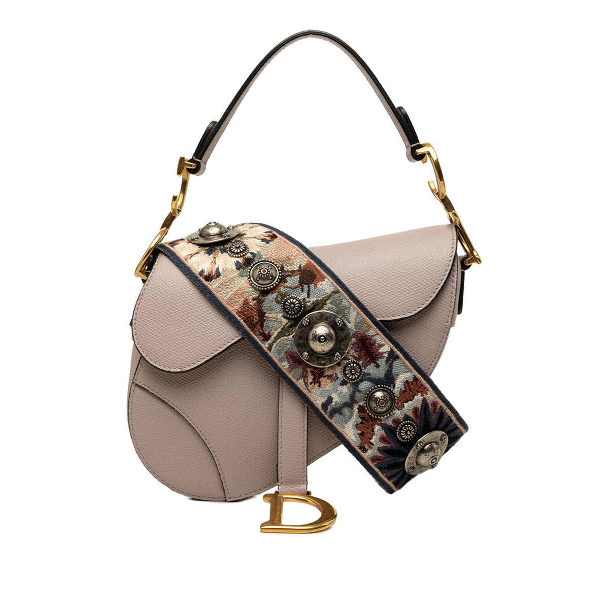 Dior Mini Grained Calfskin Saddle Bag — Purple