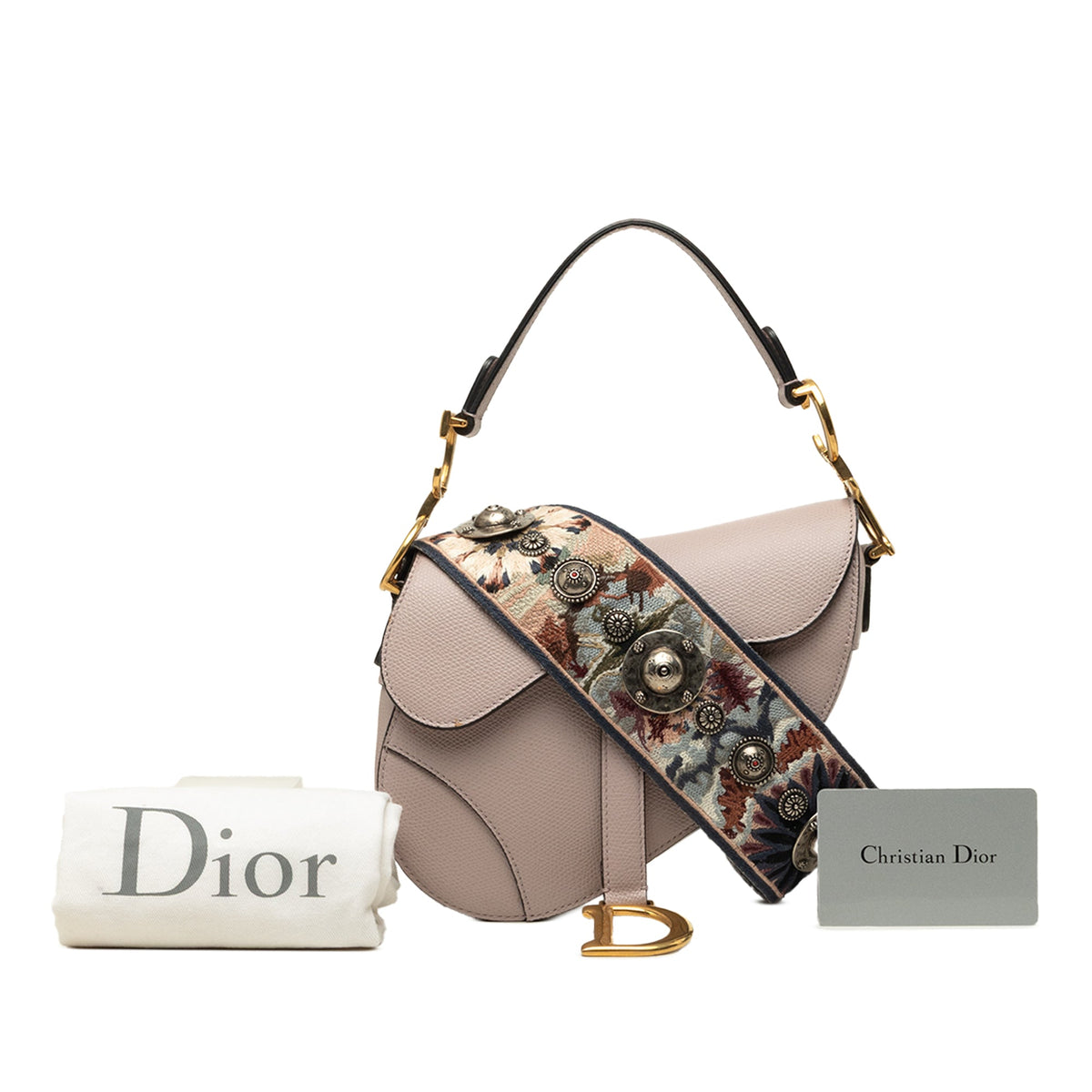 Dior Mini Grained Calfskin Saddle Bag — Purple