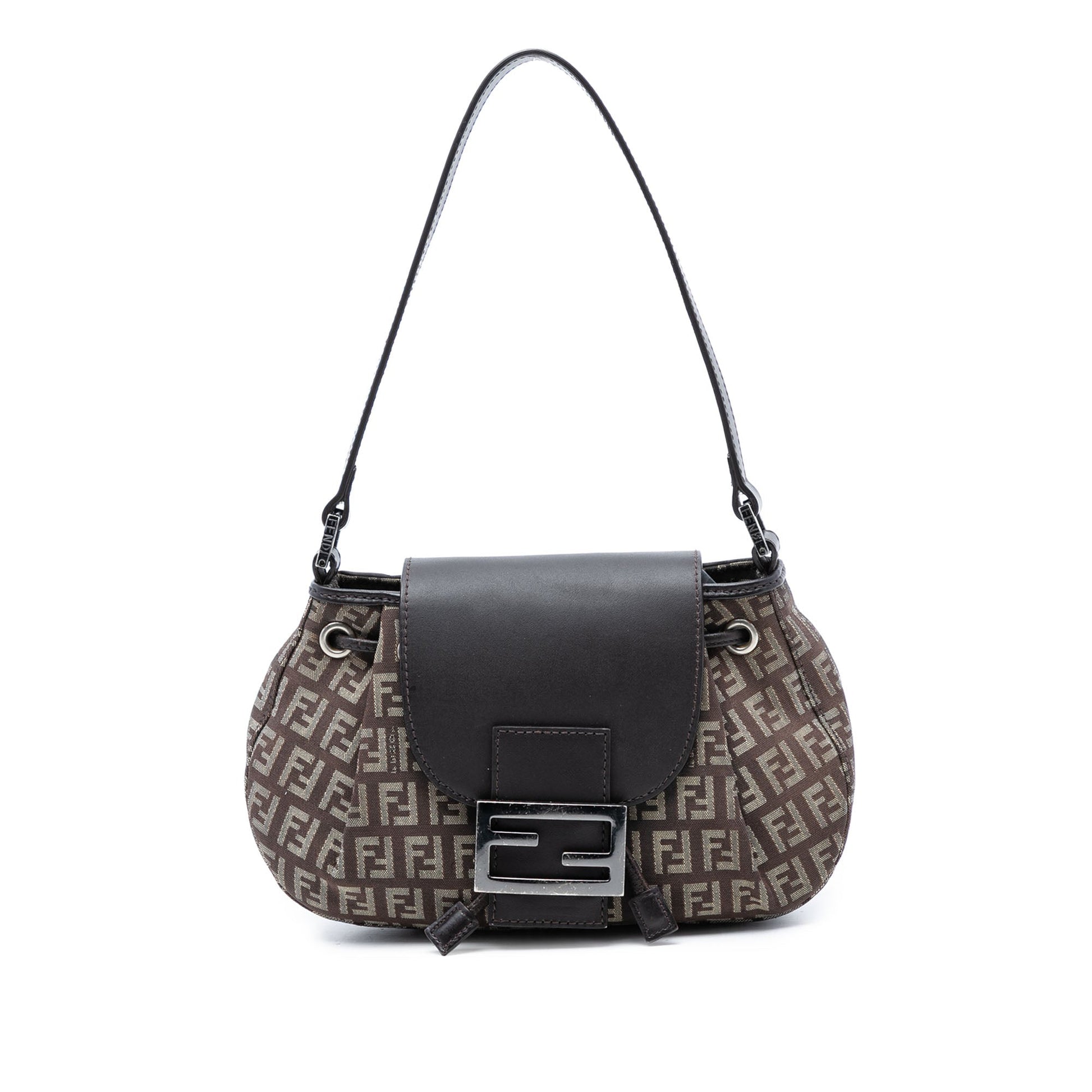 Fendi Zucchino Canvas Drawstring Shoulder Bag