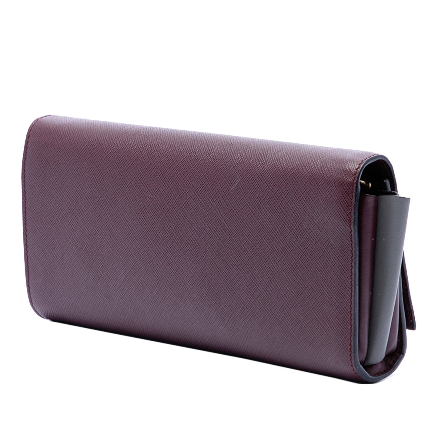 Prada Saffiano and City Calf Bibliotheque Clutch with Chain