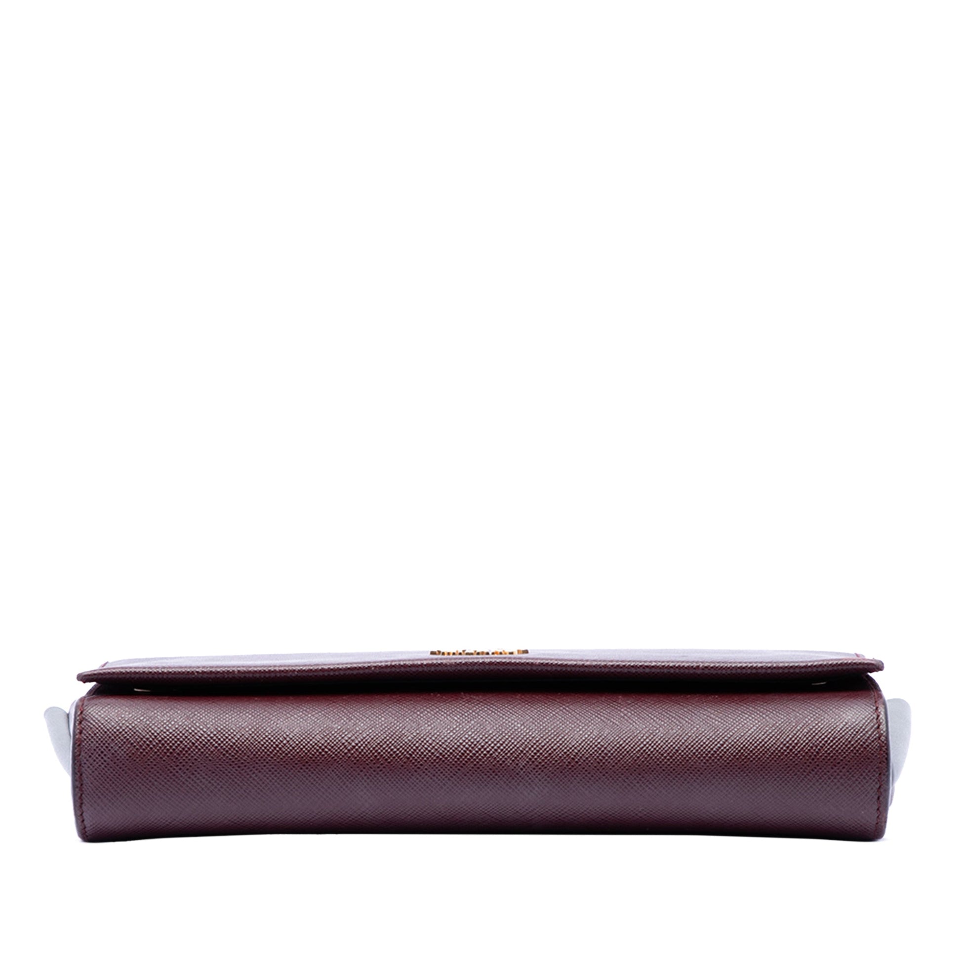 Prada Saffiano and City Calf Bibliotheque Clutch with Chain
