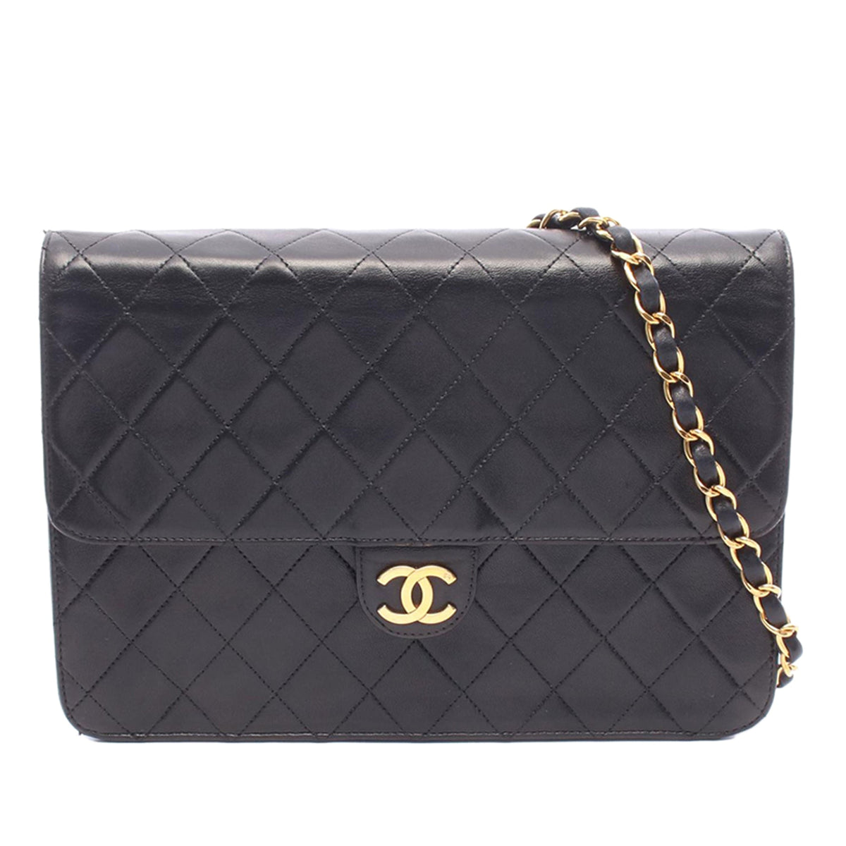 Chanel Medium CC Quilted Lambskin Single Flap — Black