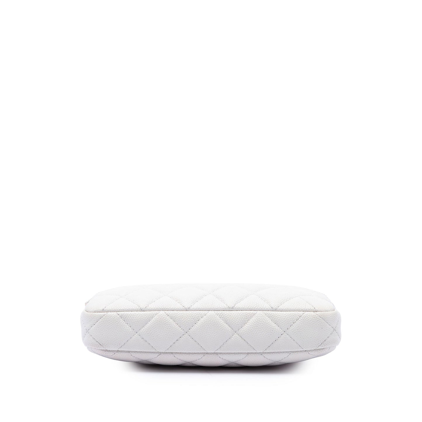 Chanel CC Quilted Caviar Double Zip Clutch With Chain