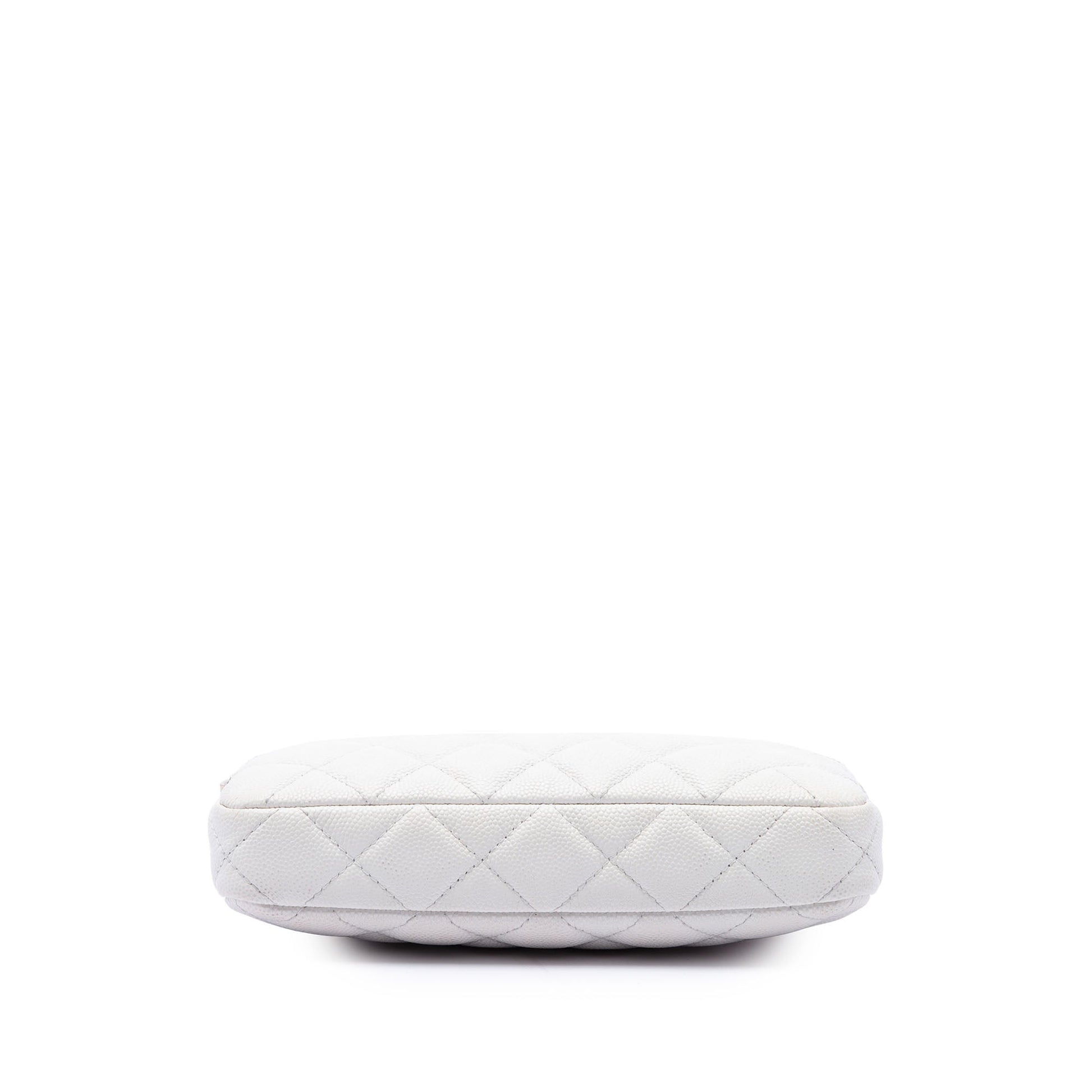 Chanel CC Quilted Caviar Double Zip Clutch With Chain