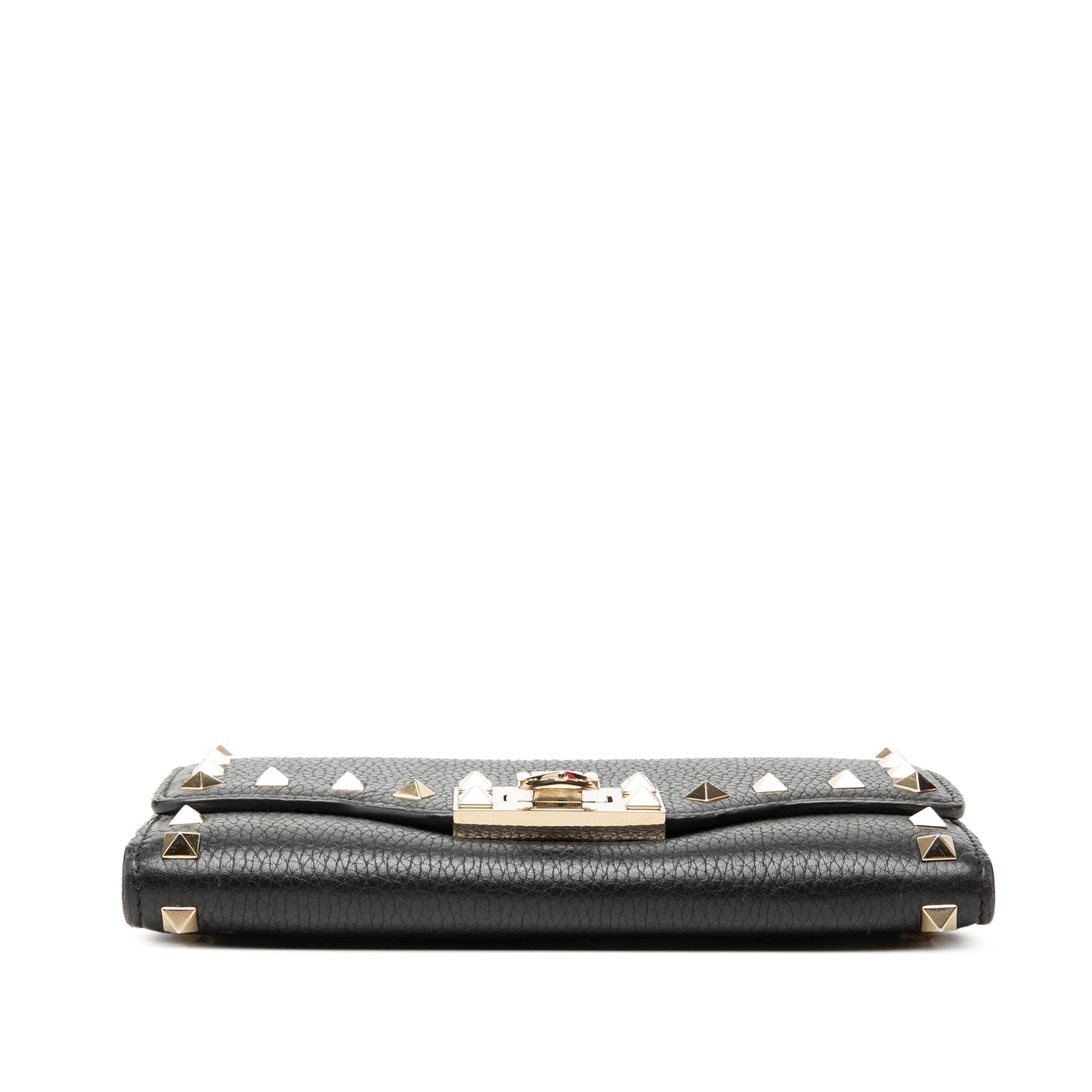 Valentino Pebbled Calfskin Rockstud Flip Lock Wallet On Chain