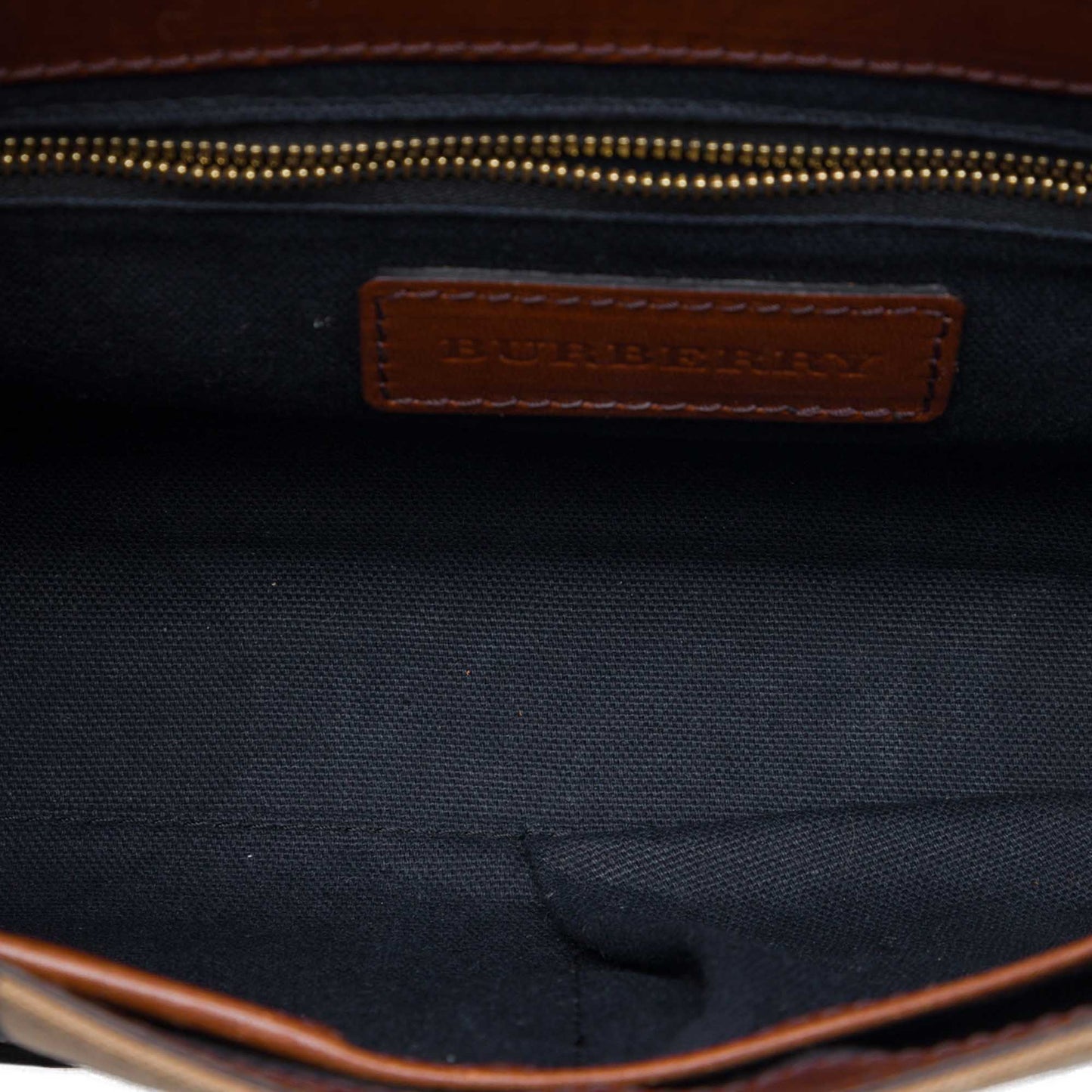 Burberry Leather and House Check Canvas Bridle Abbott Crossbody