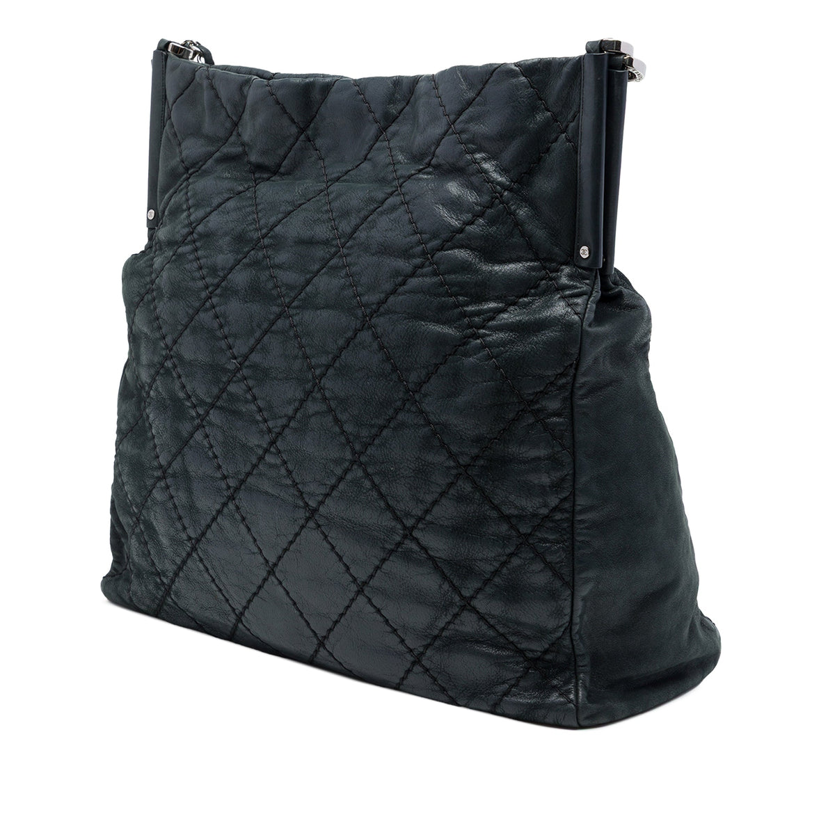 Chanel Quilted Iridescent Calfskin Sea Hit Tote — Black