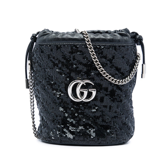 Gucci Small GG Marmont Sequined Diagonal Matelasse Calfskin Bucket Bag