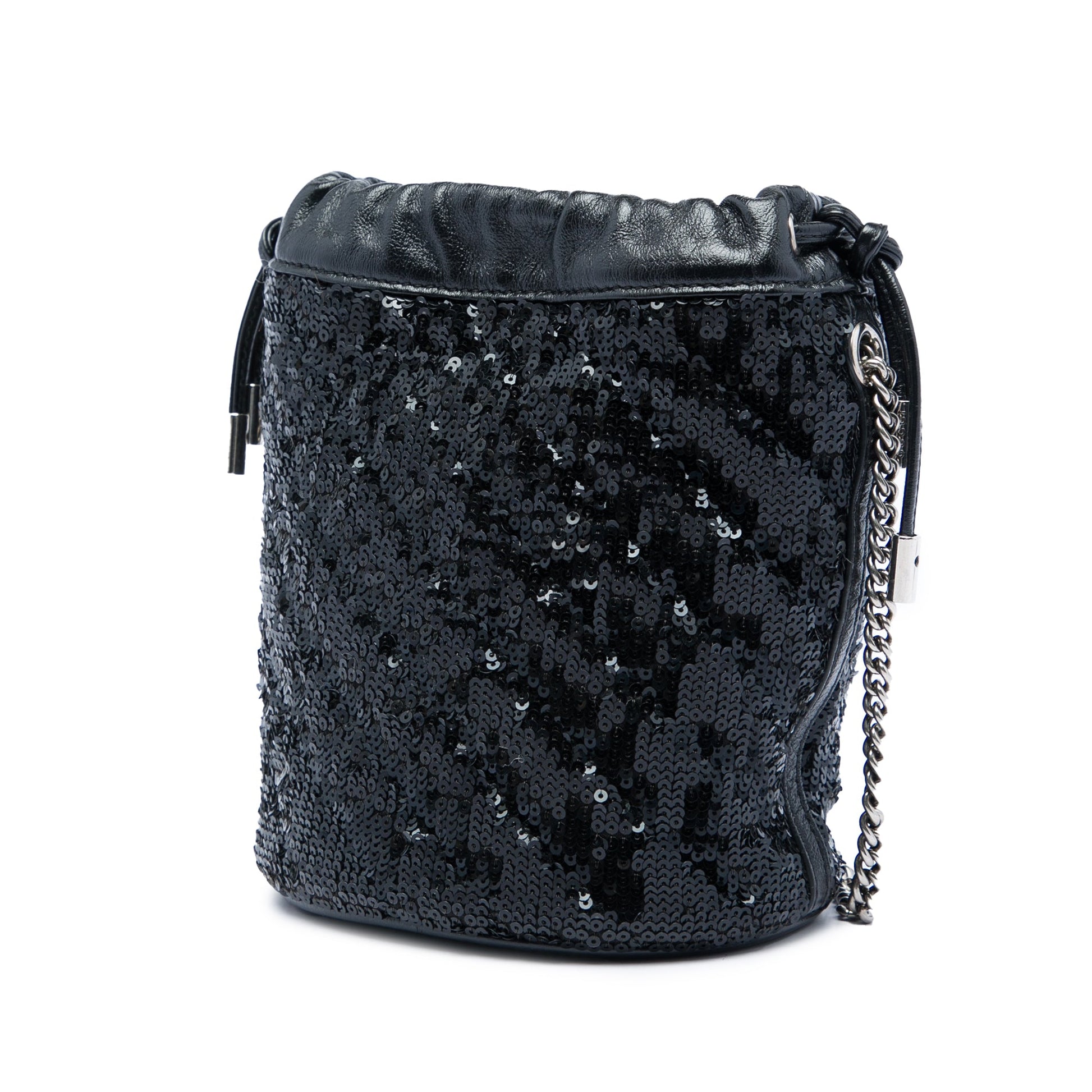 Gucci Small GG Marmont Sequined Diagonal Matelasse Calfskin Bucket Bag