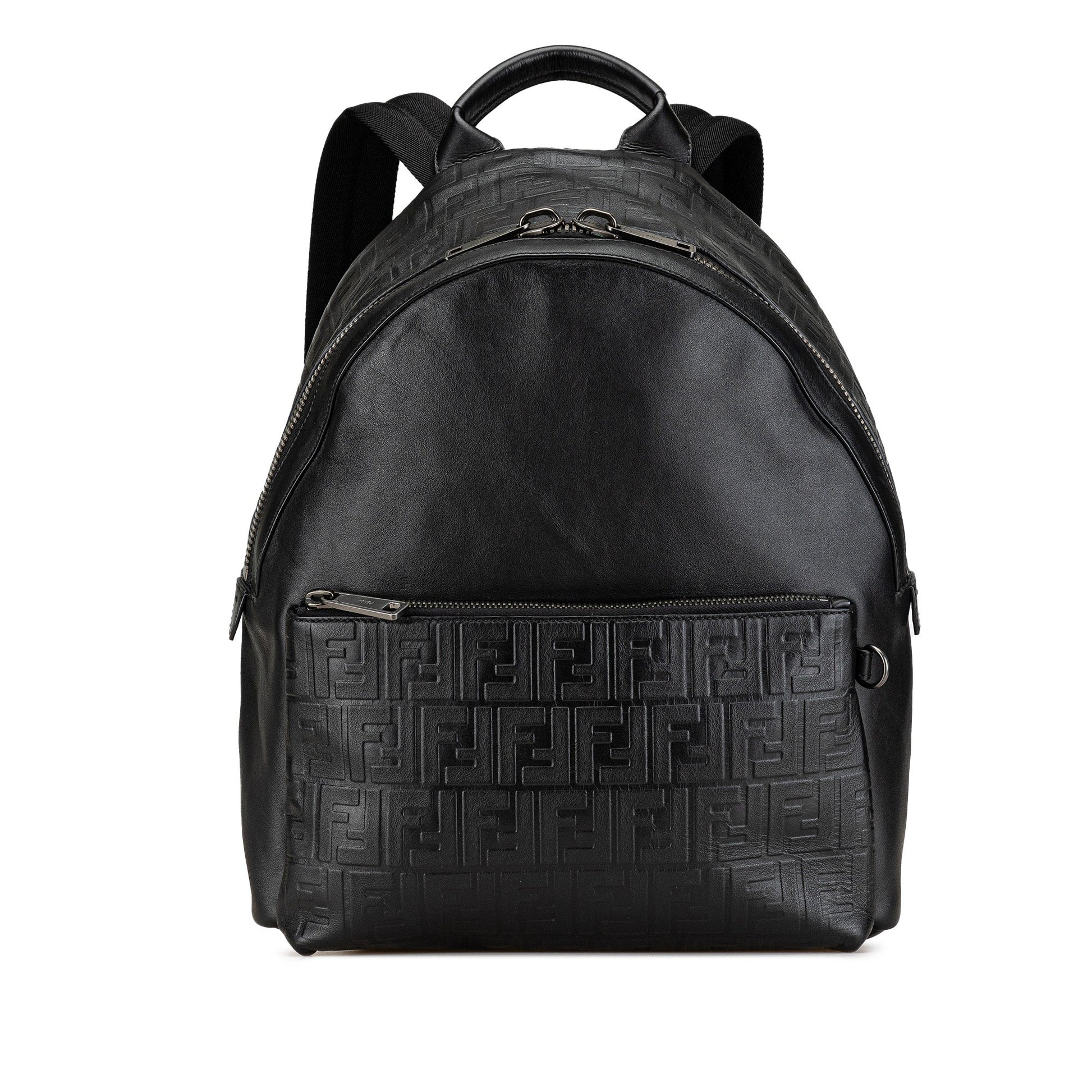 Fendi Vitello Grace Zucca Embossed Leather Backpack