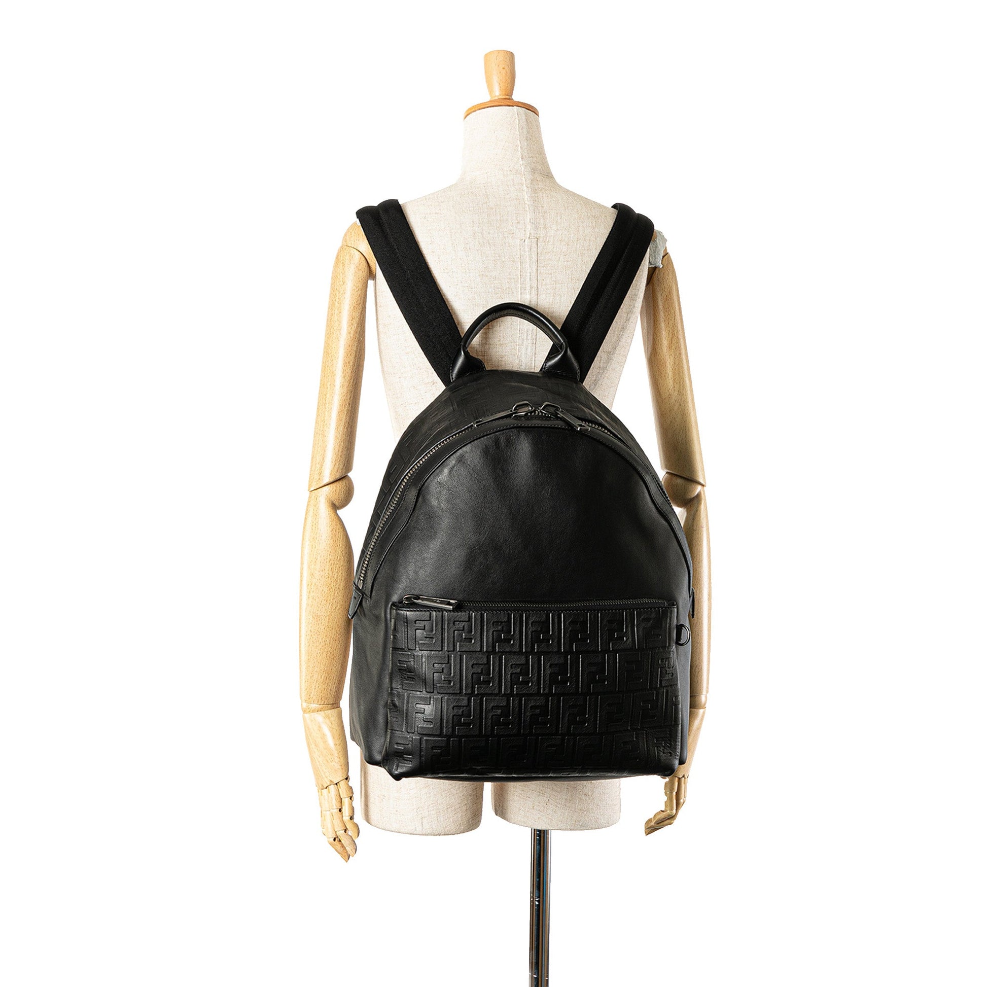 Fendi Vitello Grace Zucca Embossed Leather Backpack
