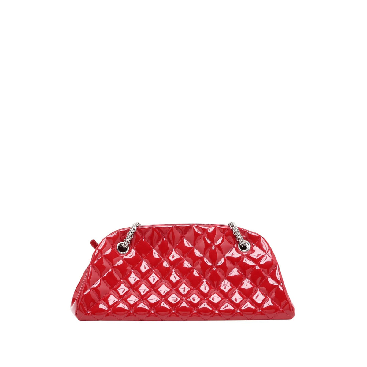Chanel Small Quilted Patent Just Mademoiselle Bowling Bag — Red