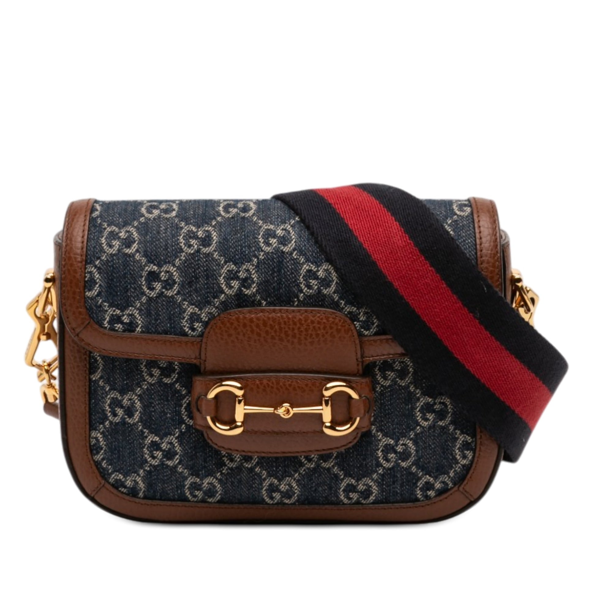 Gucci Small GG Denim Web Horsebit 1955 Crossbody