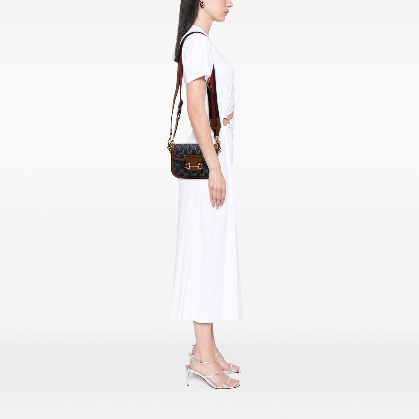 Gucci Small GG Denim Web Horsebit 1955 Crossbody