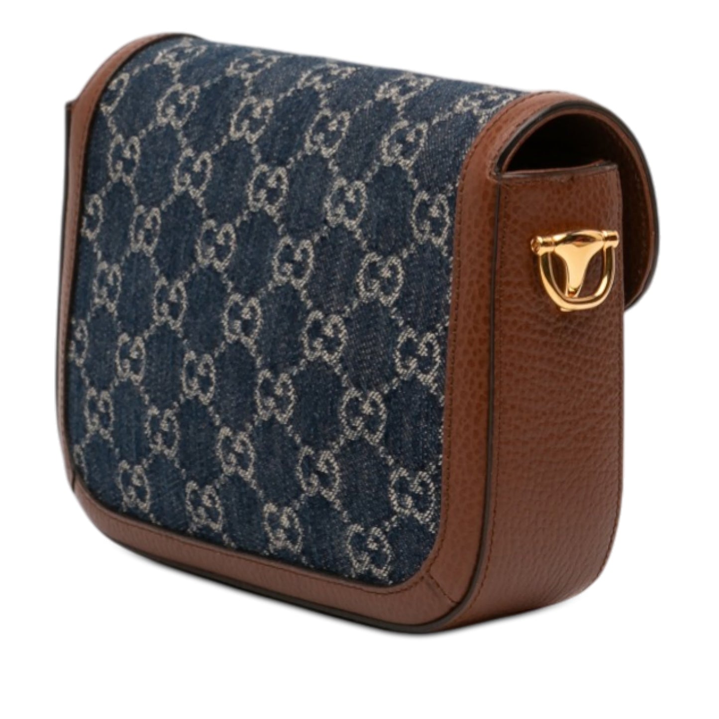 Gucci Small GG Denim Web Horsebit 1955 Crossbody