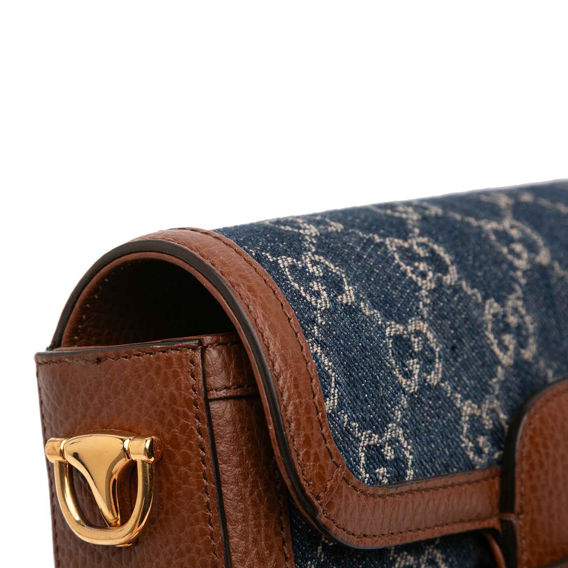 Gucci Small GG Denim Web Horsebit 1955 Crossbody