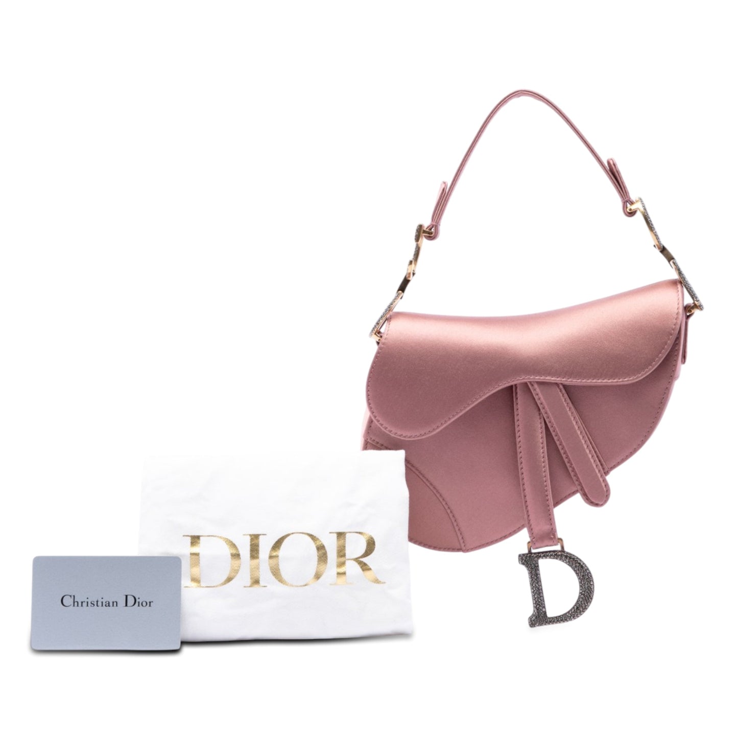 Dior Mini Satin Crystal Embellished Saddle Bag