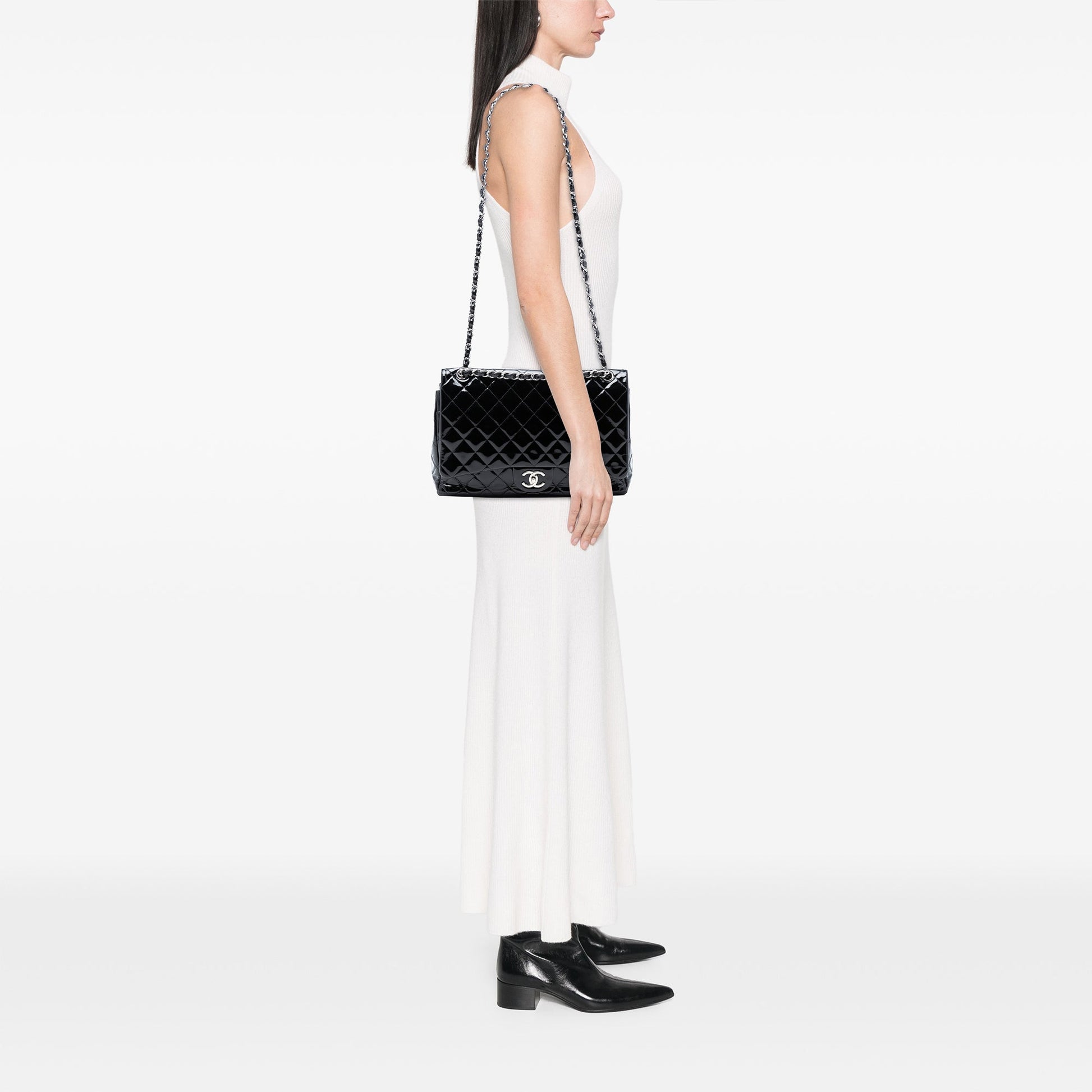 Chanel Maxi Classic Patent Double Flap