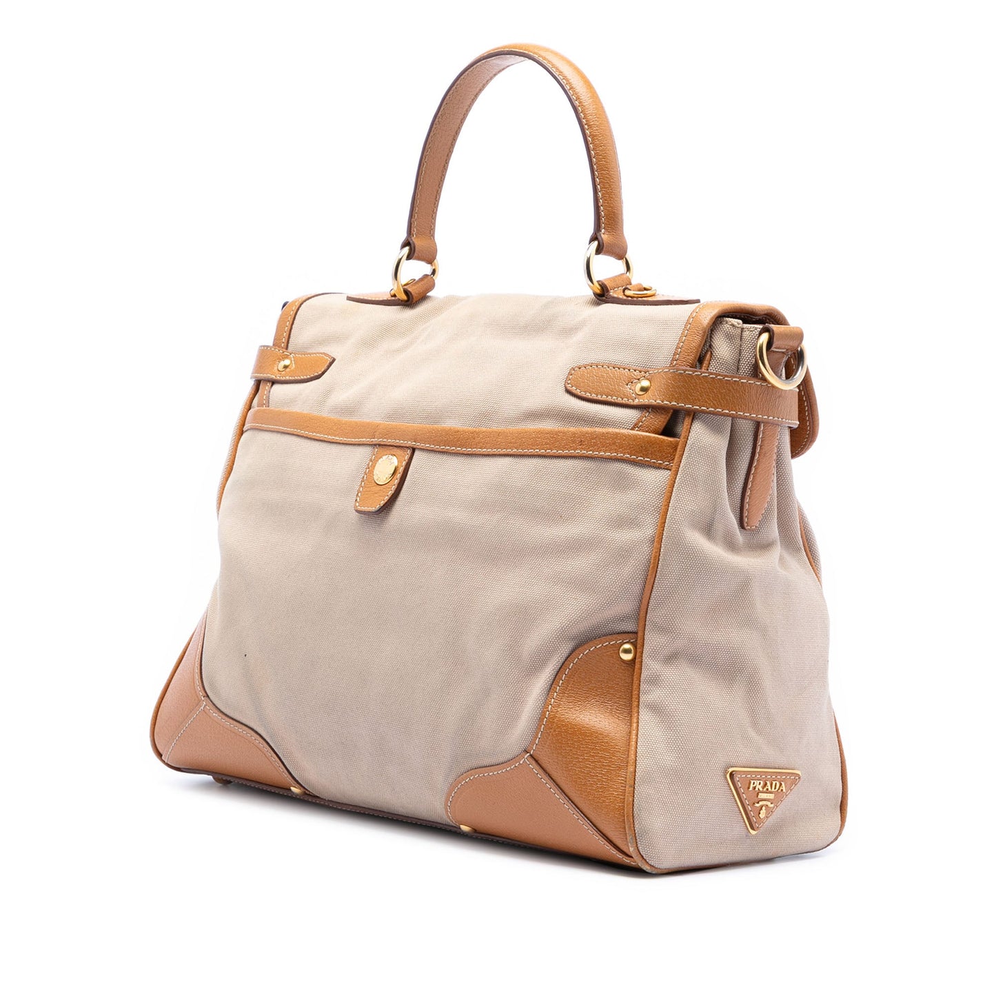 Prada Cinghiale Trimmed Canapa Top Handle Bag
