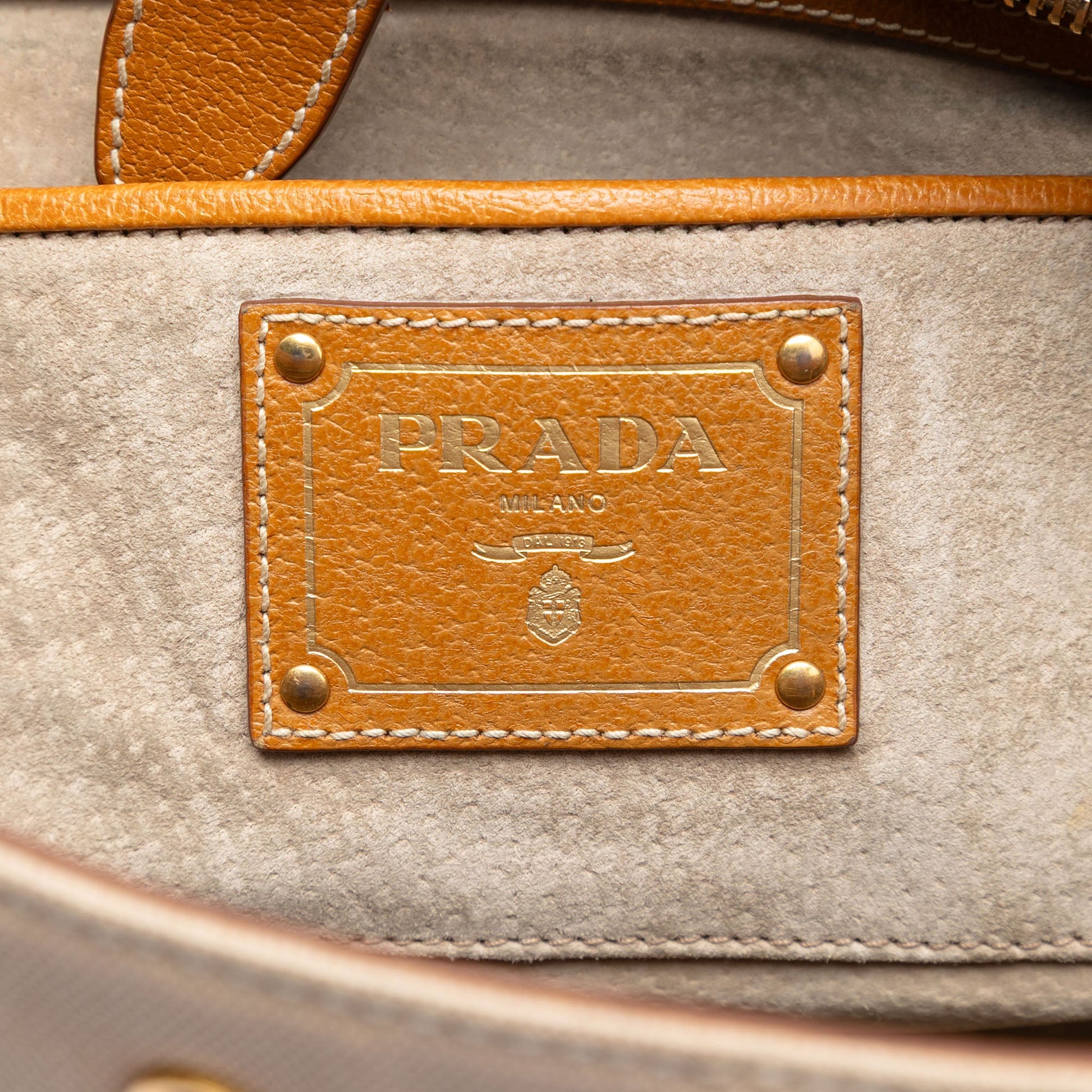 Prada Cinghiale Trimmed Canapa Top Handle Bag
