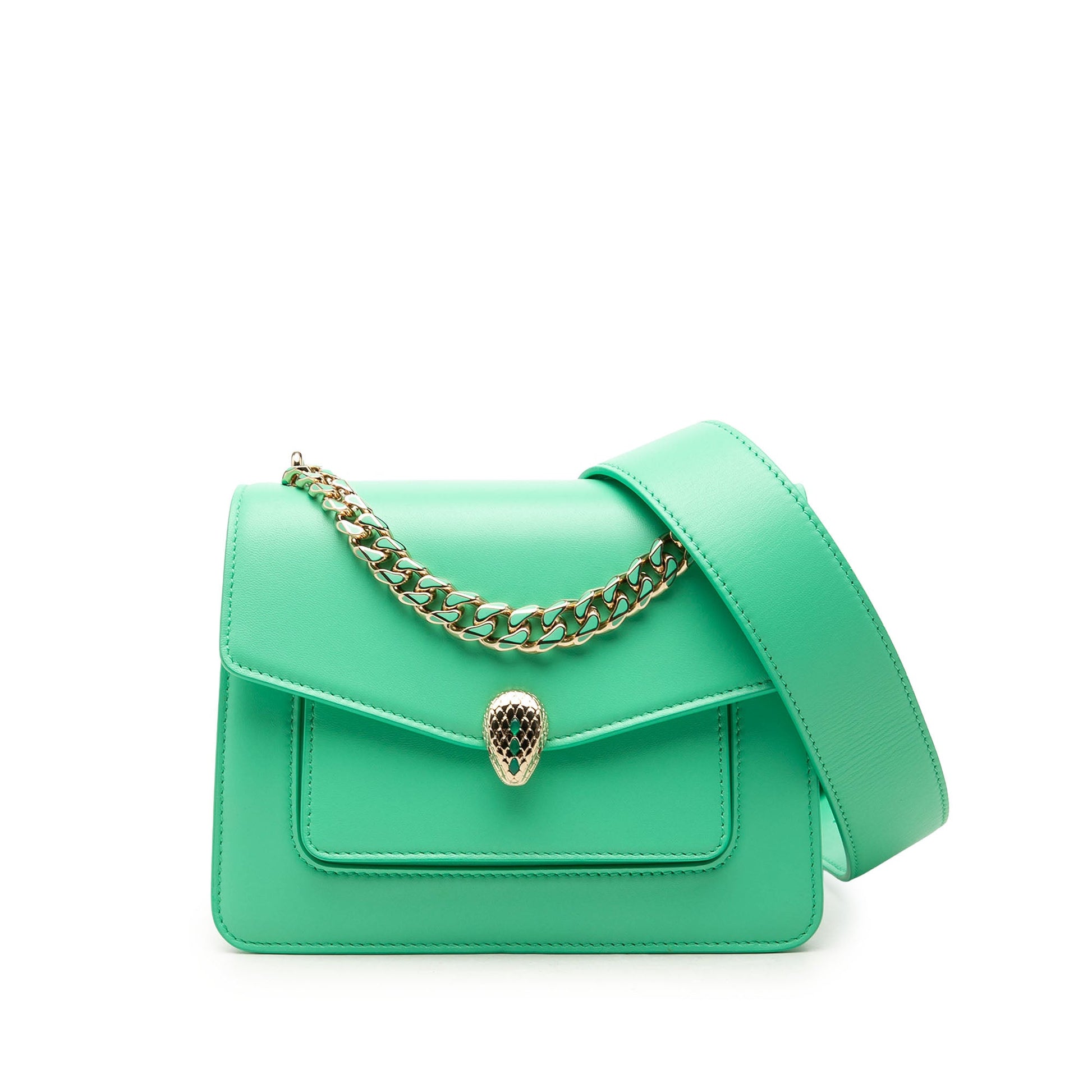 Bvlgari Leather Serpenti Forever Maxi Chain Top Handle Bag