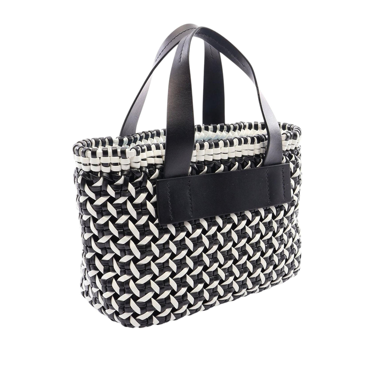 Miu Miu Leather Wicker Basket Satchel — Black