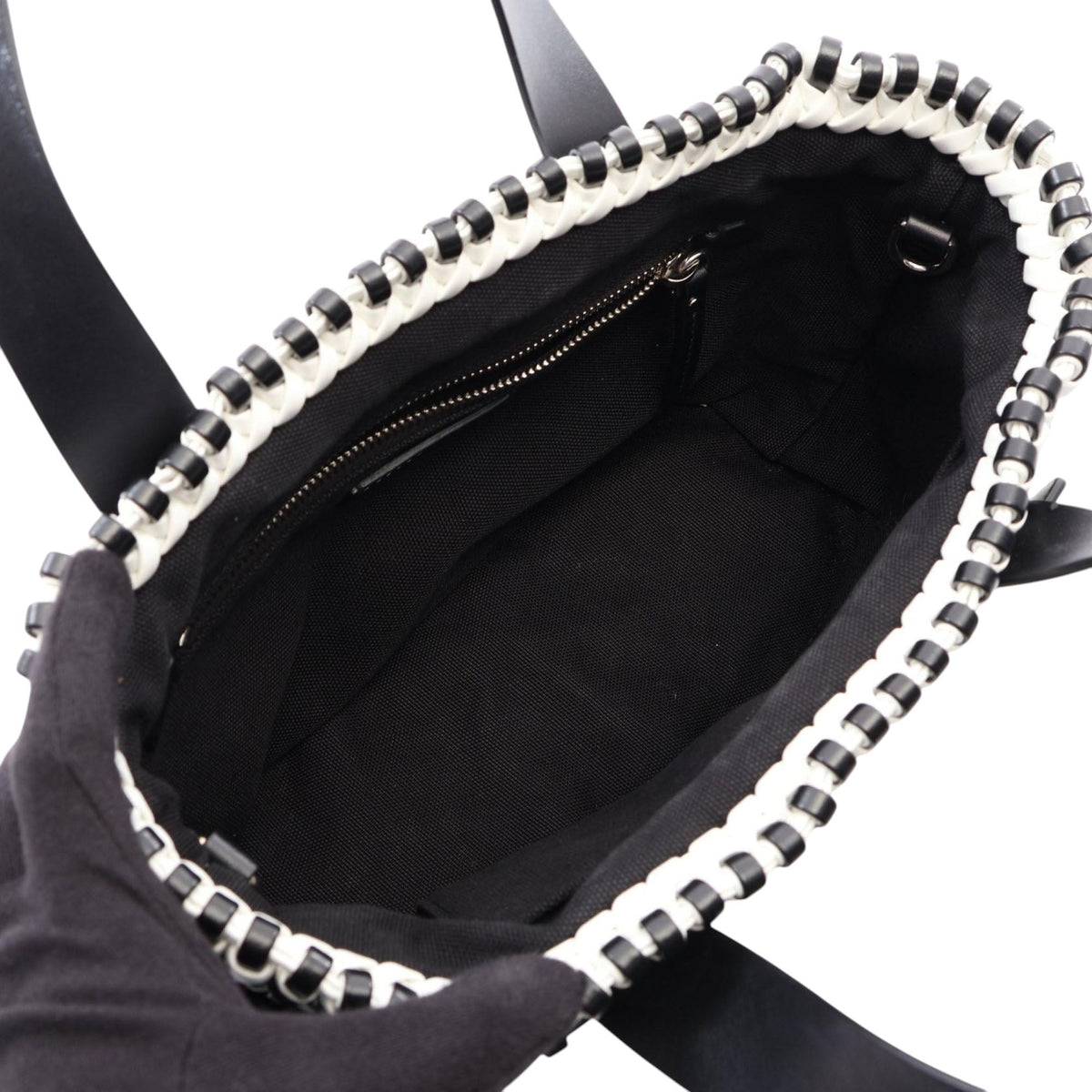 Miu Miu Leather Wicker Basket Satchel — Black