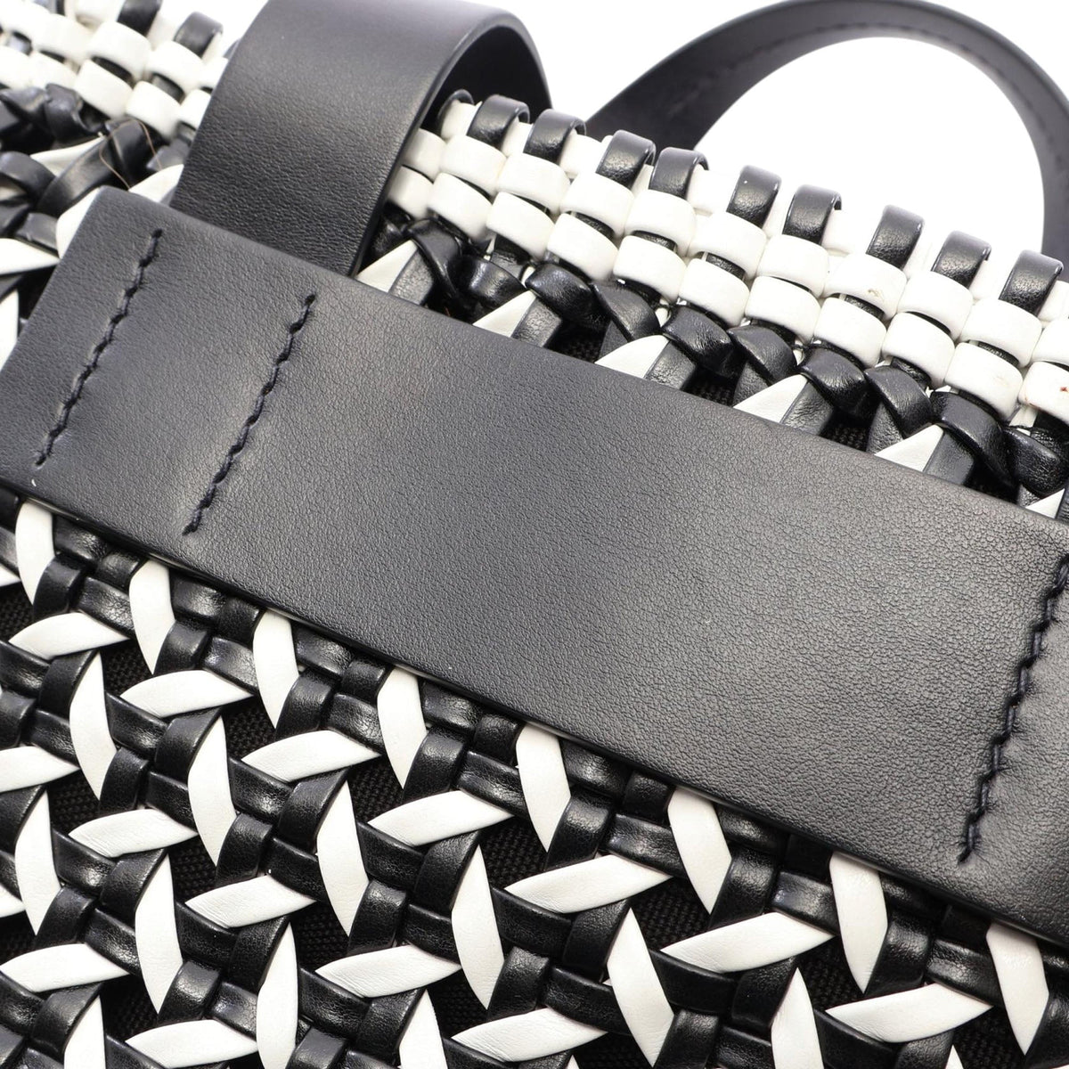 Miu Miu Leather Wicker Basket Satchel — Black