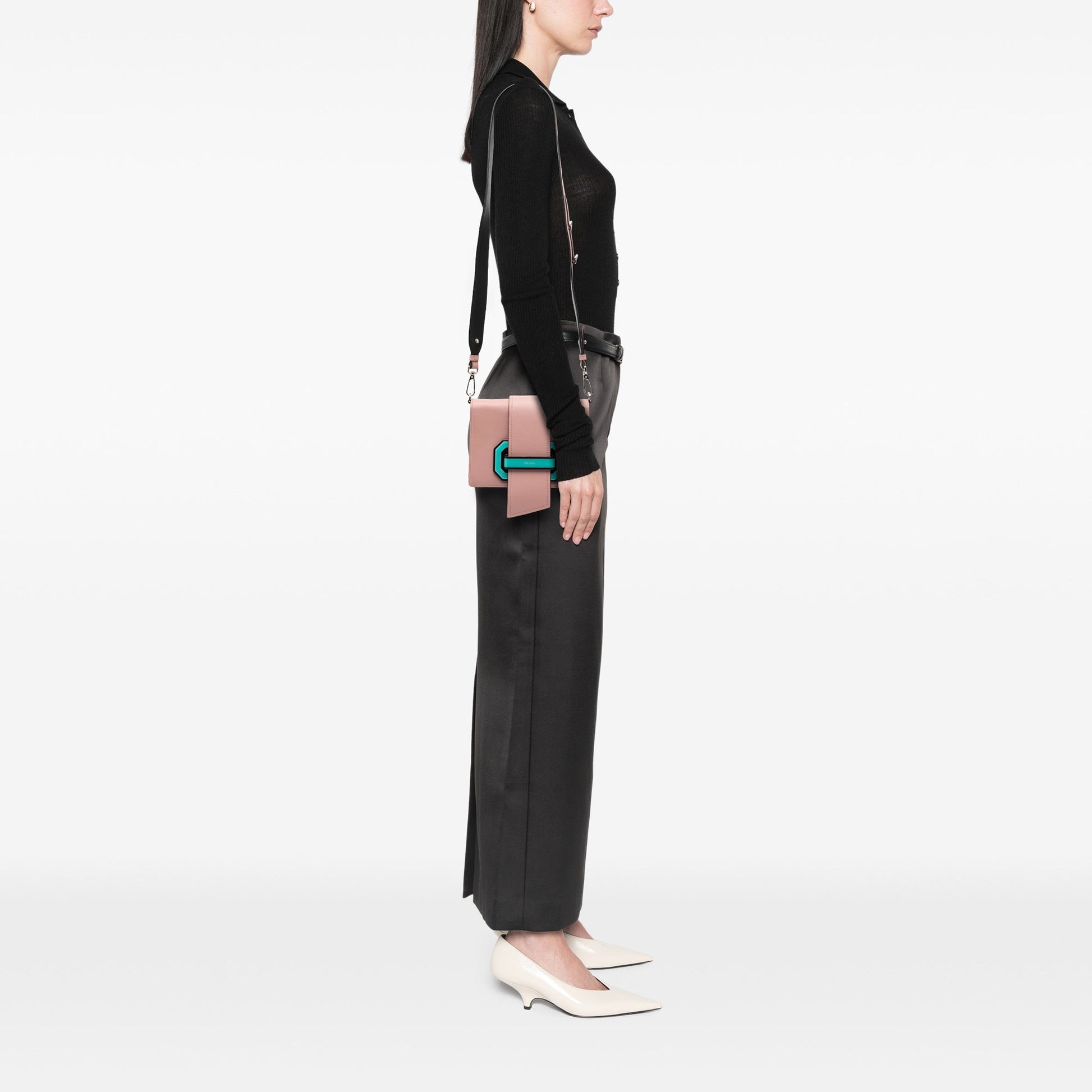 Prada City Calf Plex Ribbon Crossbody