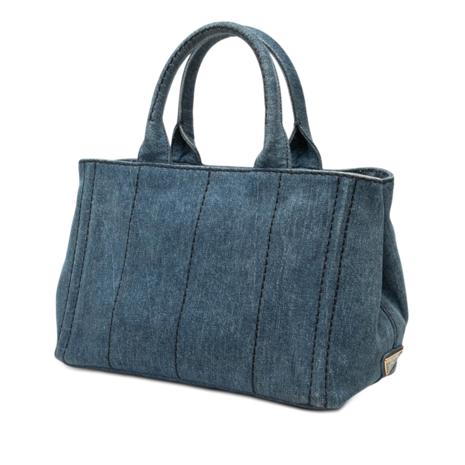 Prada Small Denim Canapa Logo Satchel