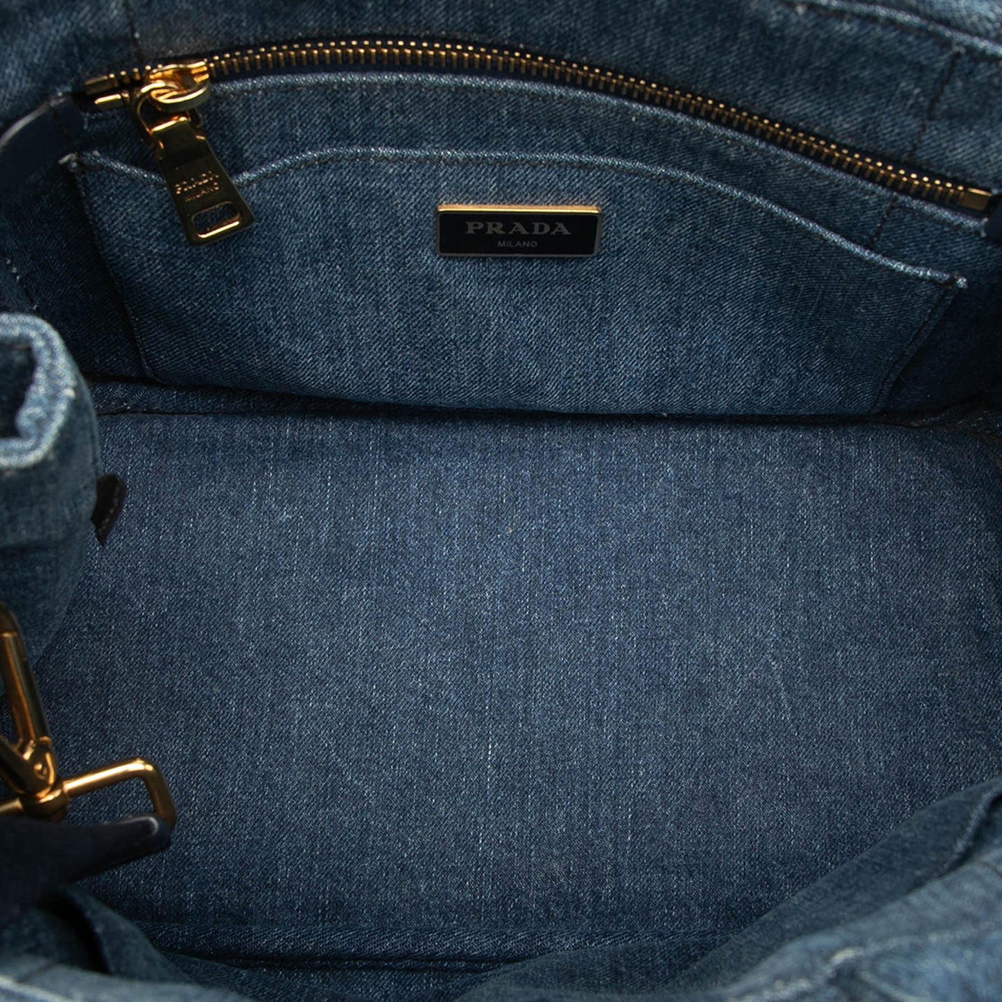 Prada Small Denim Canapa Logo Satchel