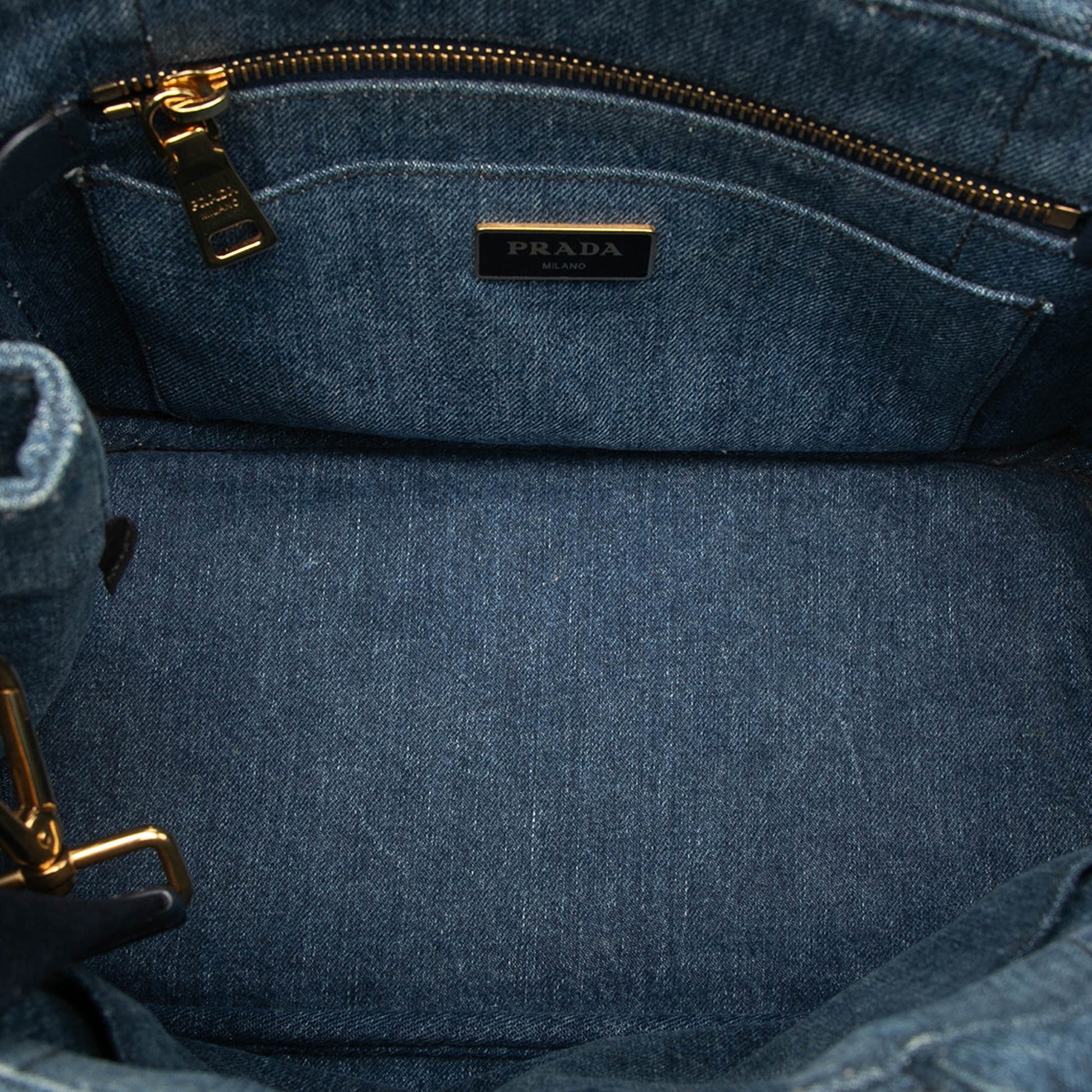 Prada Small Denim Canapa Logo Satchel