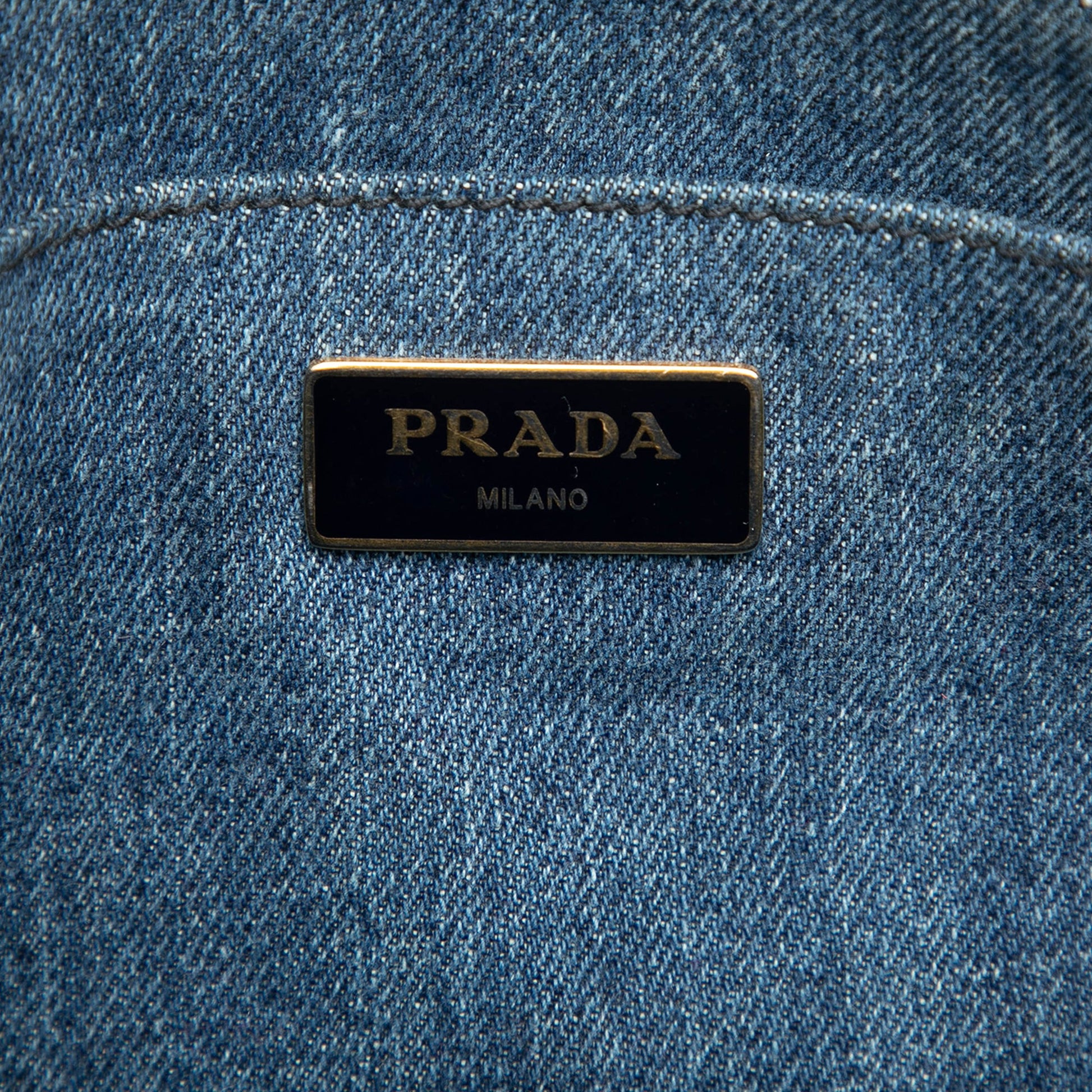 Prada Small Denim Canapa Logo Satchel