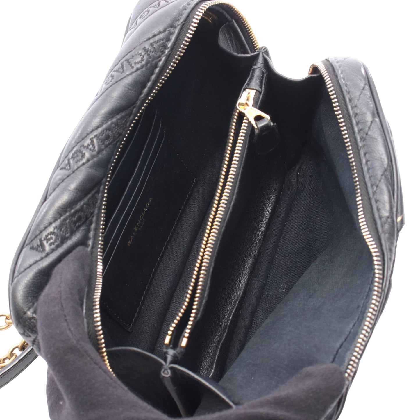 Balenciaga Calfskin Allover Logo Blanket Reporter XS Crossbody