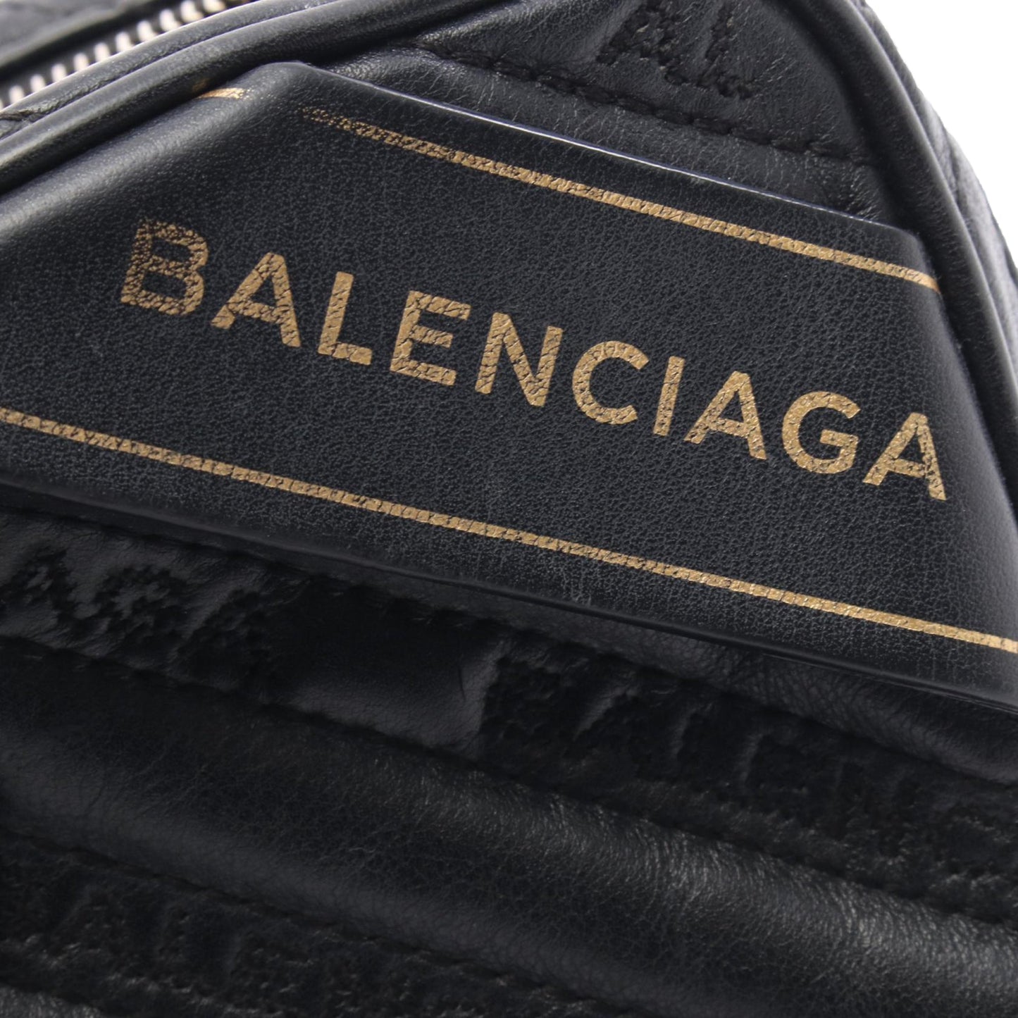 Balenciaga Calfskin Allover Logo Blanket Reporter XS Crossbody